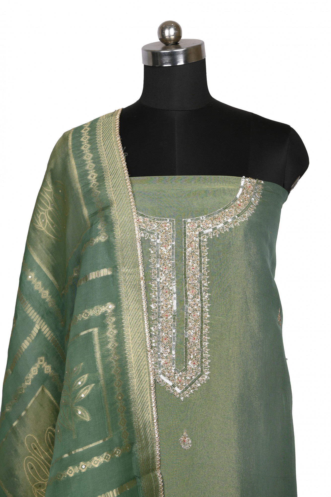 Green Shimmer Beautiful Suit Set with Dupatta - 131-GD507