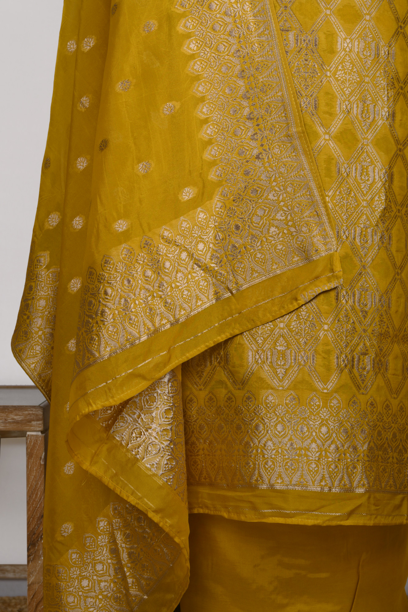 Yellow Organza Beautiful Suit Set with Dupatta - 131-KE11244