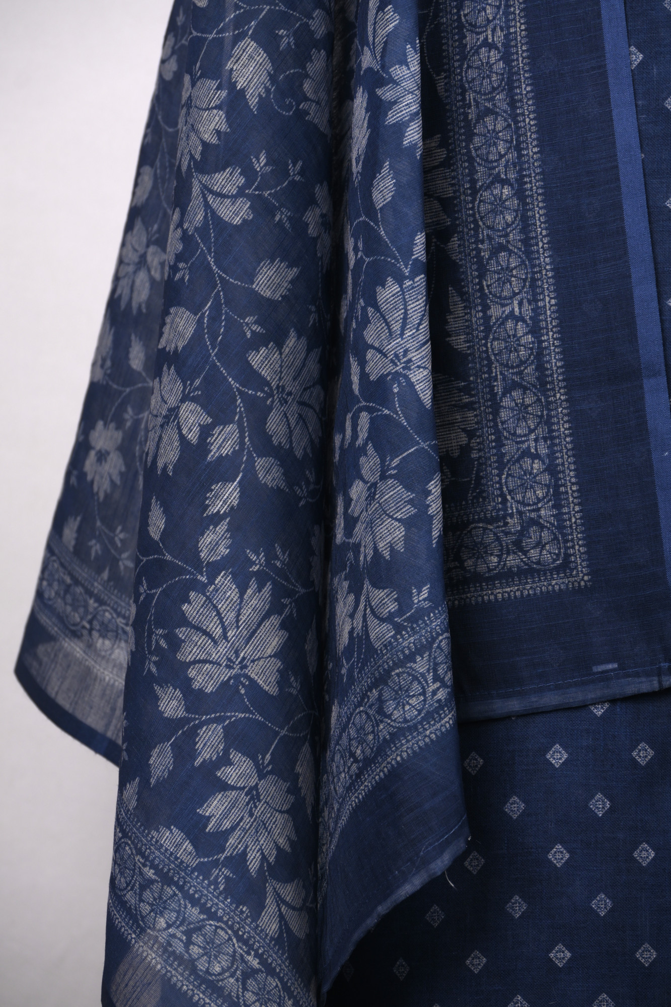 Blue Cotton Suit Set with Beautiful Dupatta - 1020-4954-2A