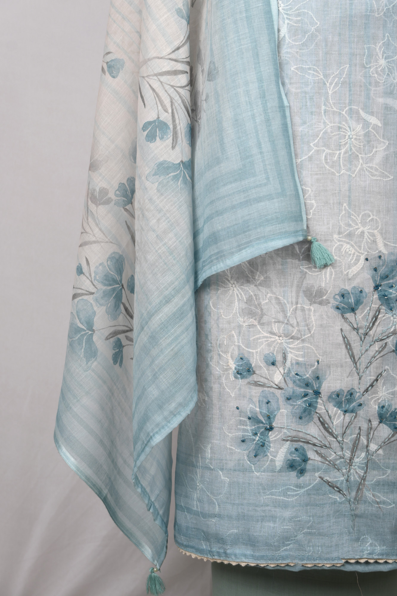 Firozee Cotton Suit Set with Beautiful Dupatta - 1020-4955A