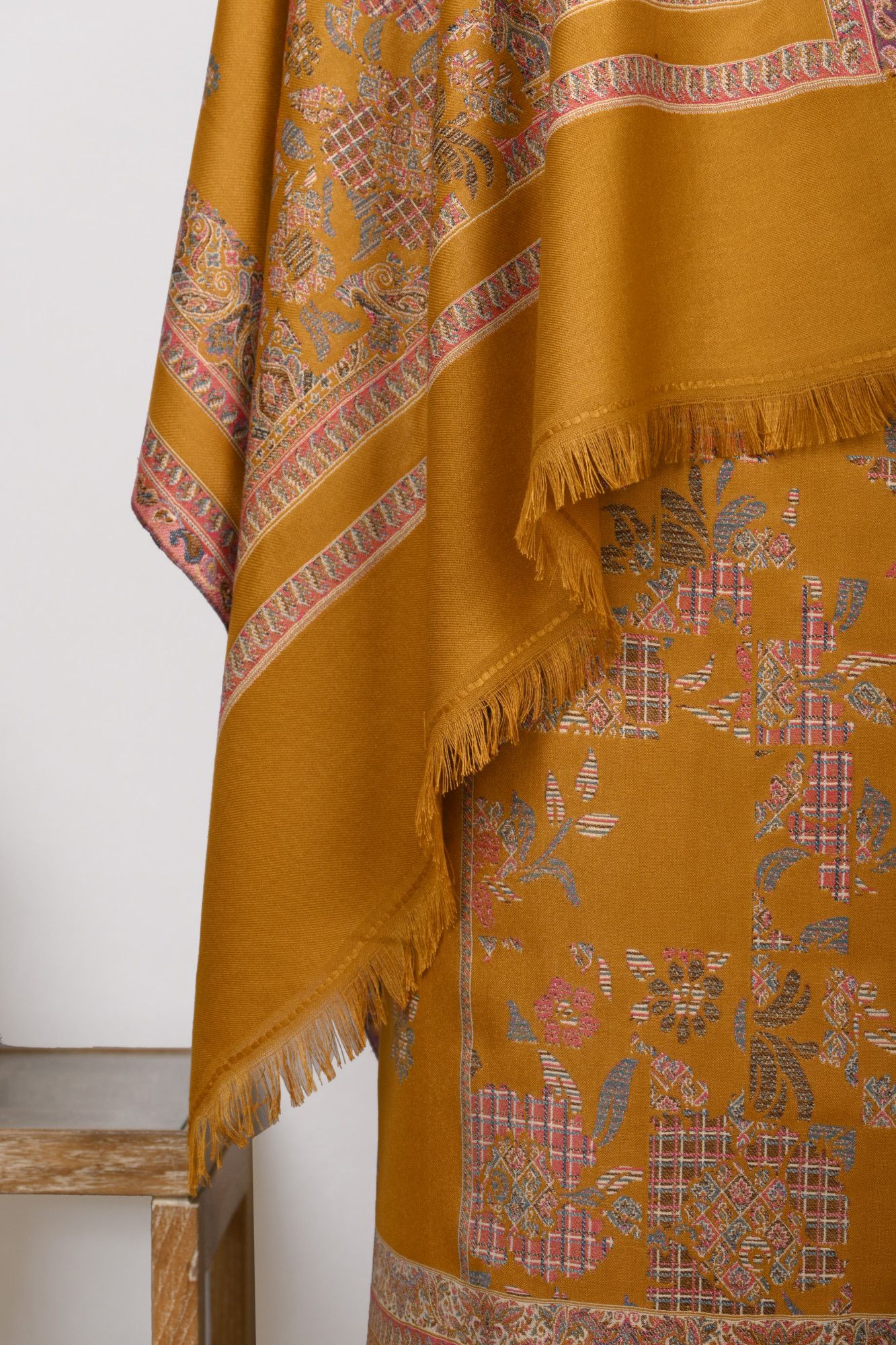 Mustard Printed Pashmina Suit Set With Dupatta - 1000-0484C