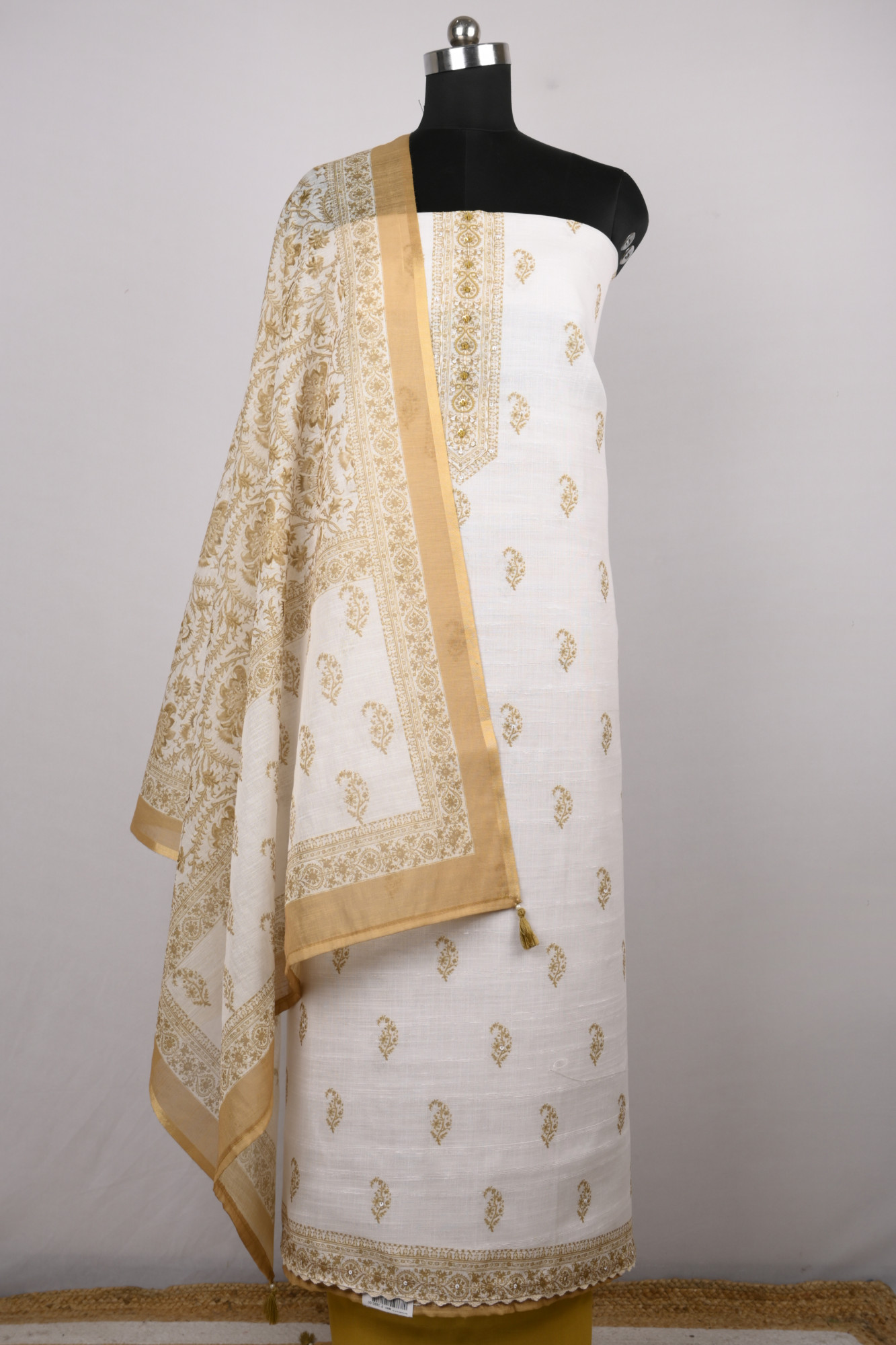 Mustard Cotton Suit Set with Beautiful Dupatta - 1020-4966C