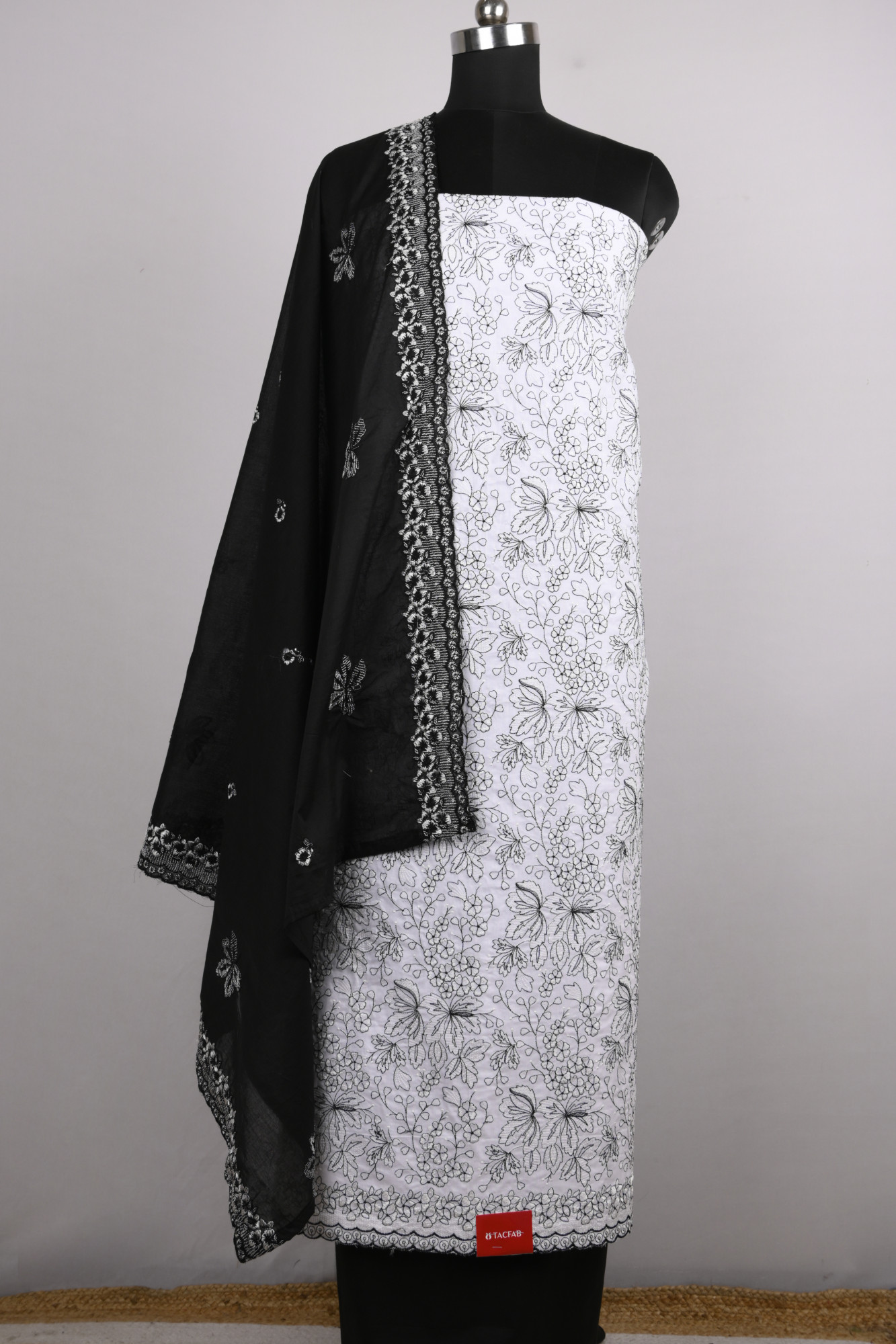 White Cotton Suit Set with Beautiful Dupatta - 1020-5322A