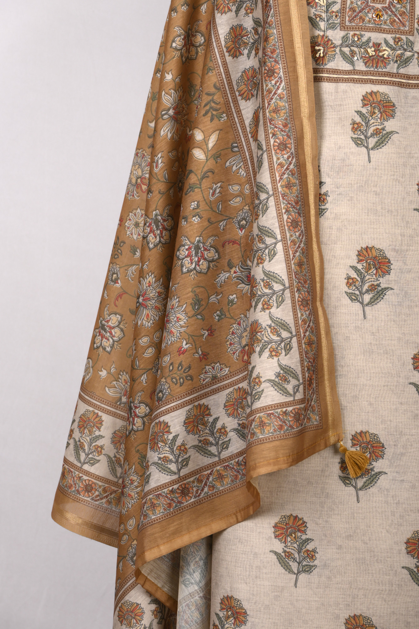 Mustard Cotton Suit Set with Beautiful Dupatta - 1020-4895B