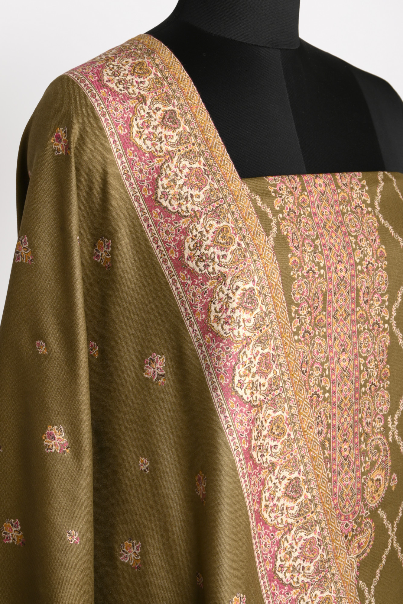 Mehndi Printed Pashmina Suit Set With Dupatta - 1000-0485B