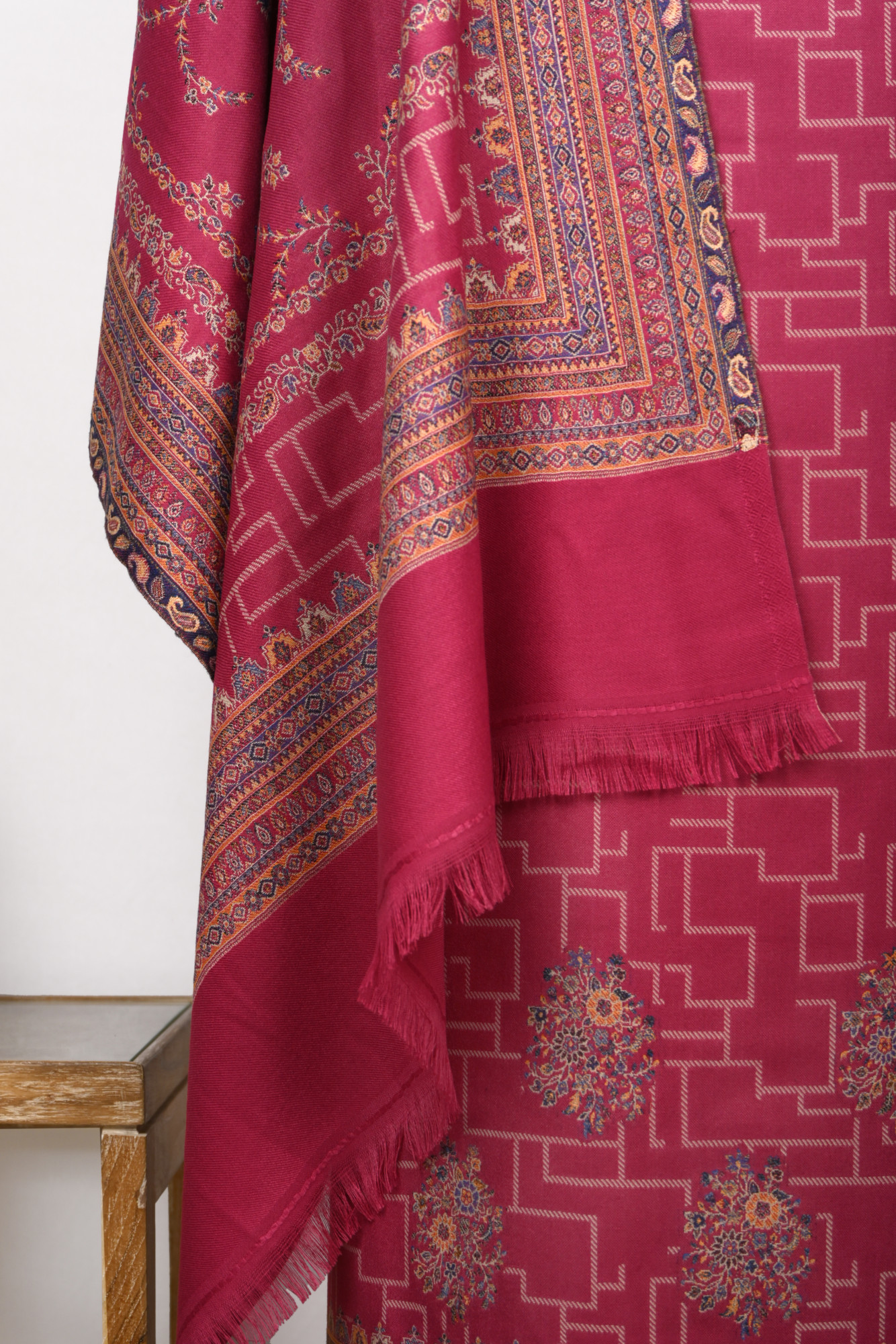 Rani Printed Pashmina Suit Set With Dupatta - 131-0482