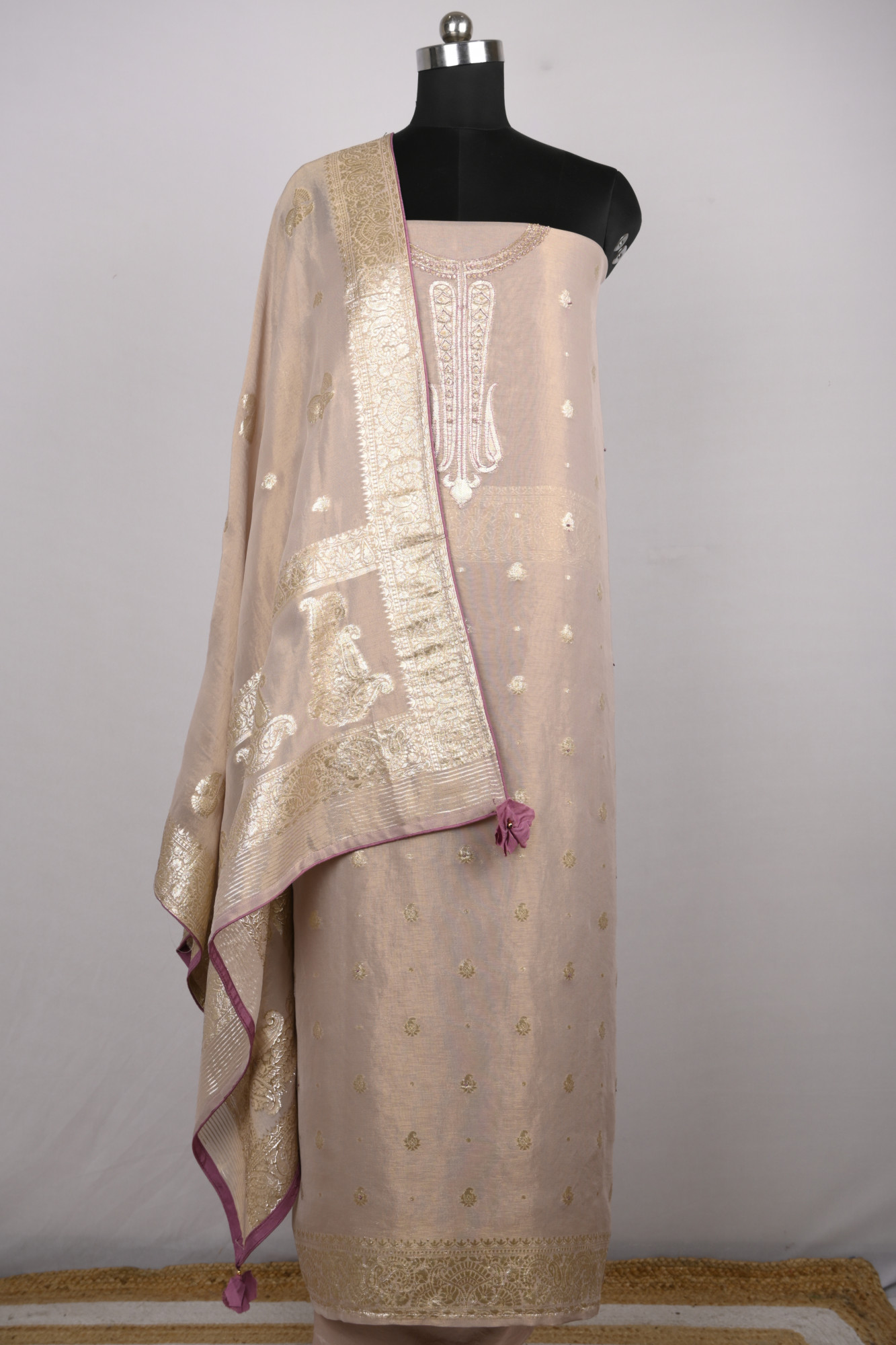 Pink Chanderi Silk Suit Set with Beautiful Dupatta - R157-SPR1779C
