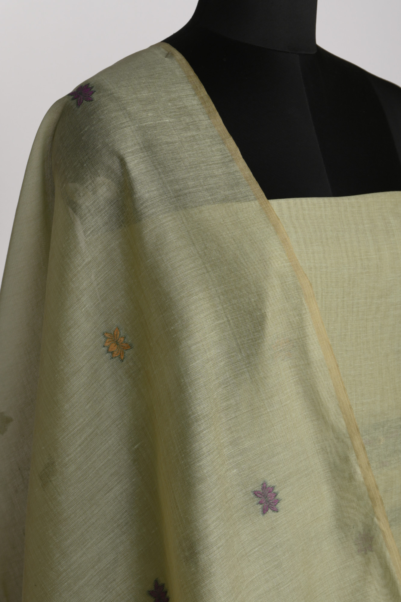 Green Chanderi Jamdani Suit Set with Beautiful Dupatta - 811-LVCT9553D