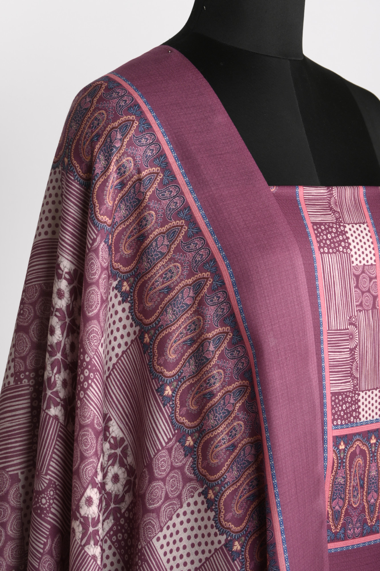 Wine Printed Spun Suit Set With Dupatta - 131-1815B