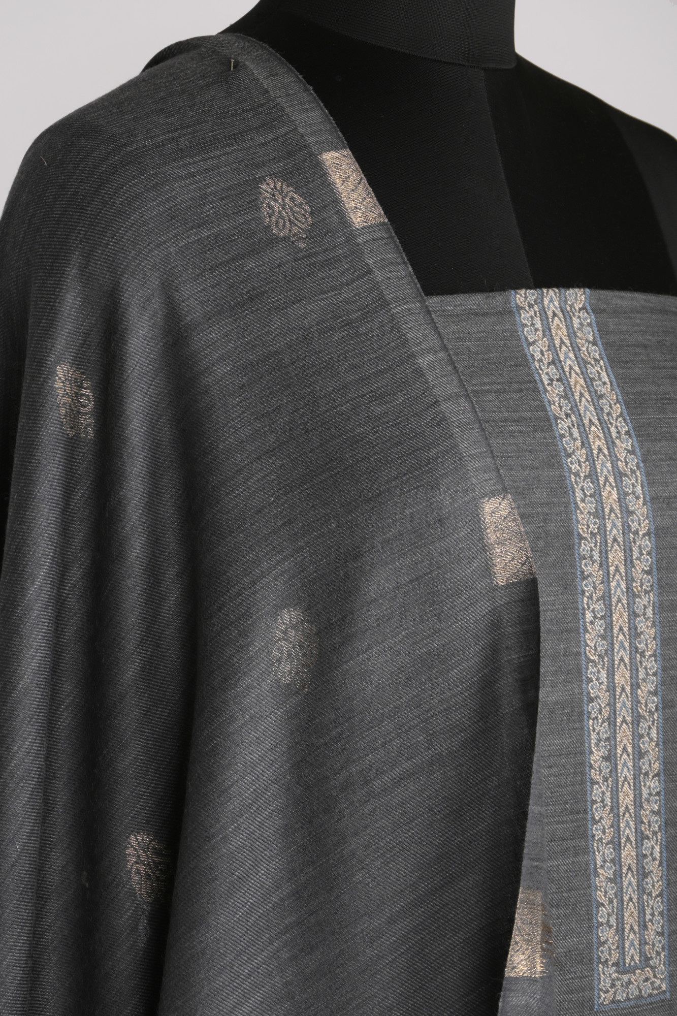 Grey Pure Pashmina Suit Set with Pashmina Dupatta - PASH1401A