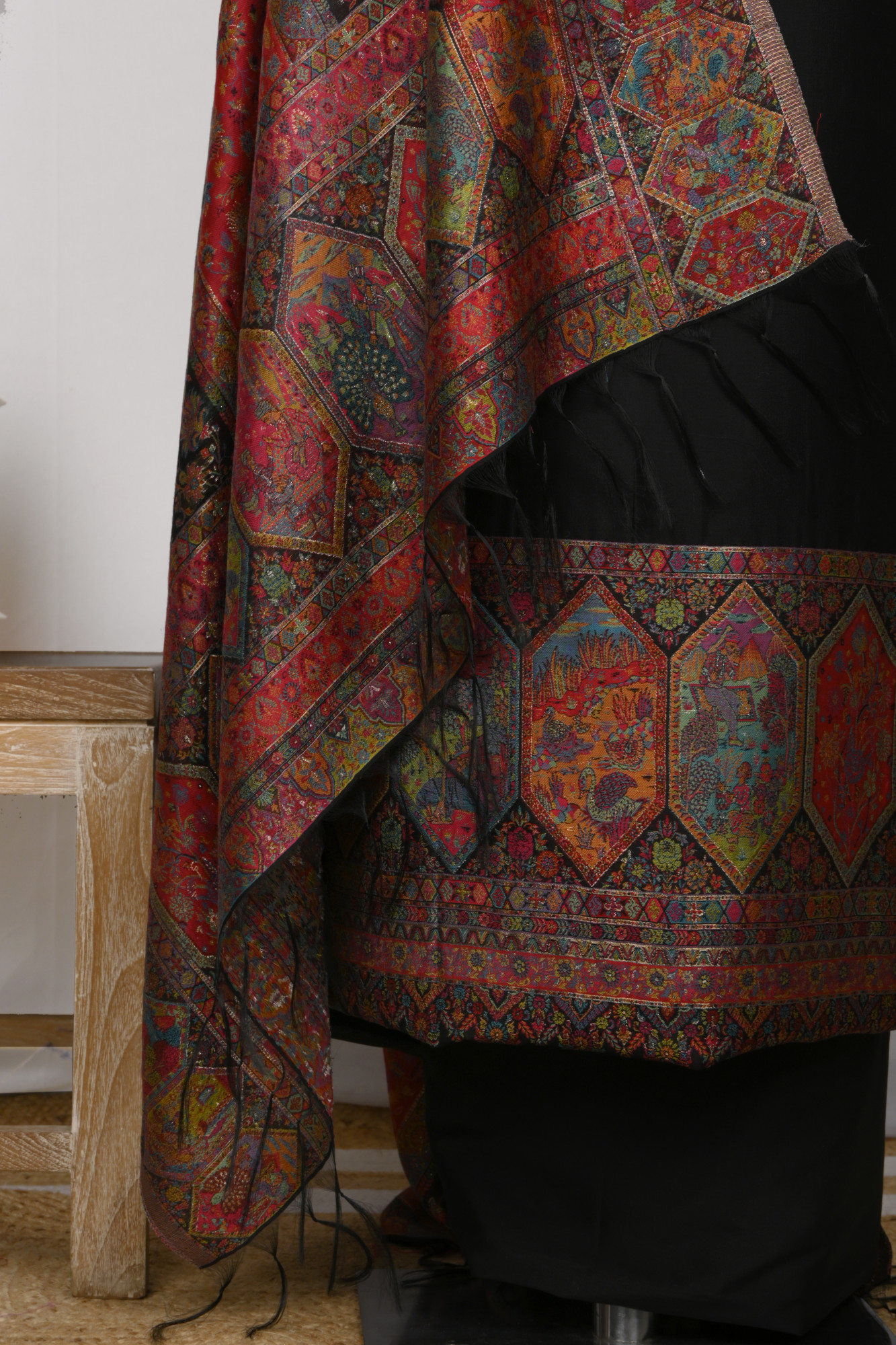 Black Silk Suit Set with Pashmina Dupatta - WEPSH102A