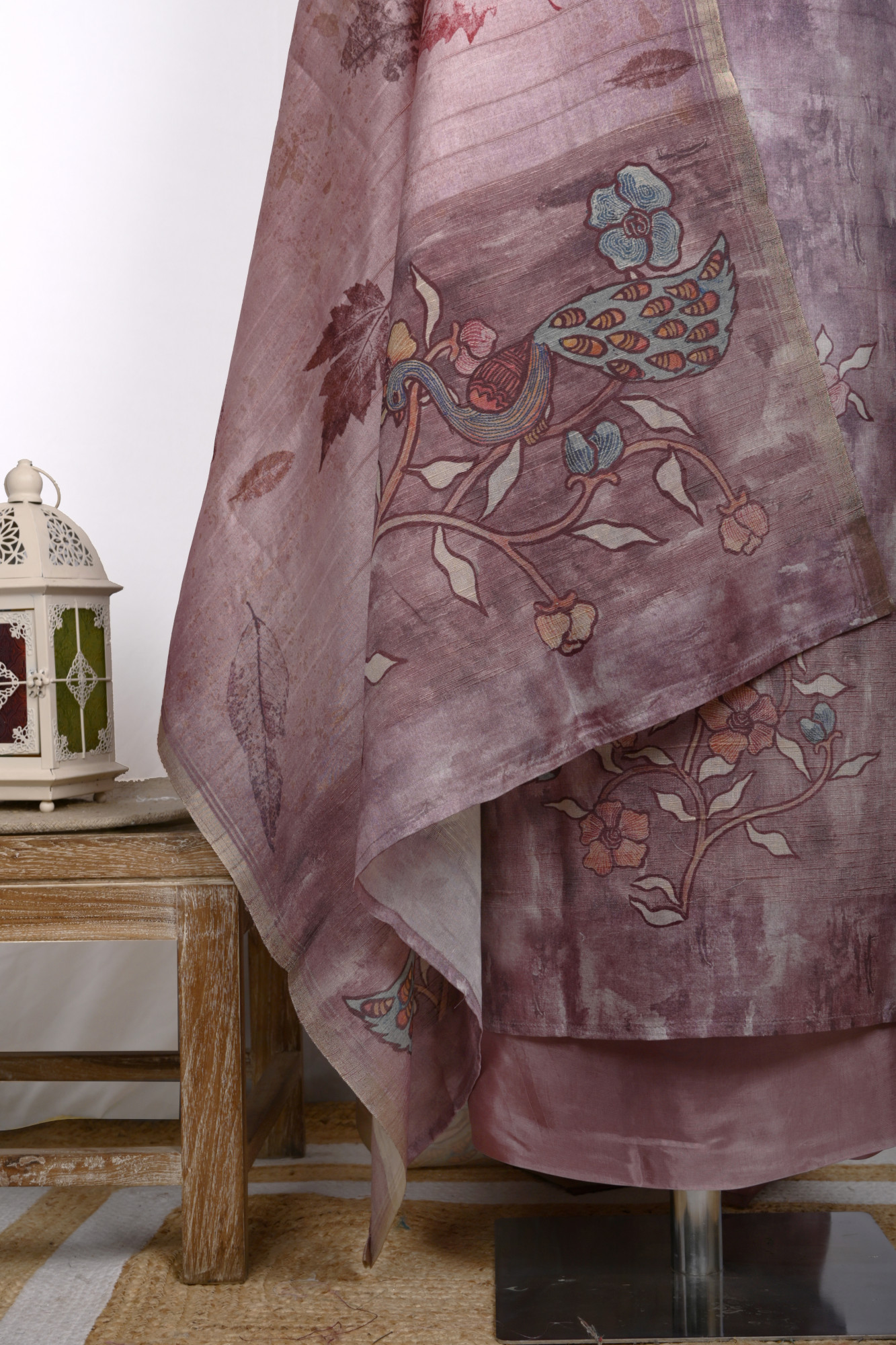 Mauve Art Tussar Unstitch Suit with Dupatta - R157-SPR2443A