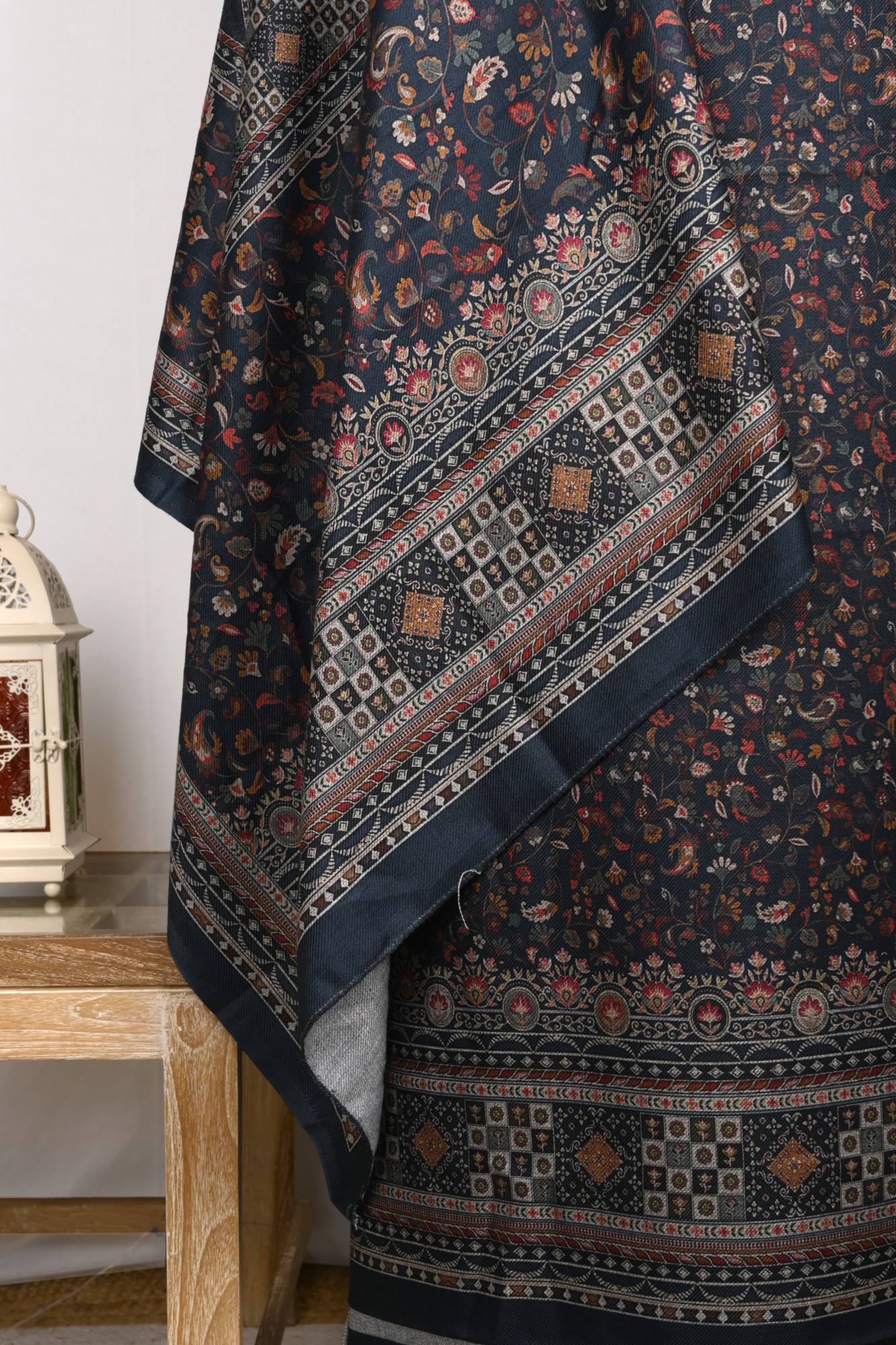 Blue Spun Printed Suit Set with Spun Dupatta - 1000-70372A