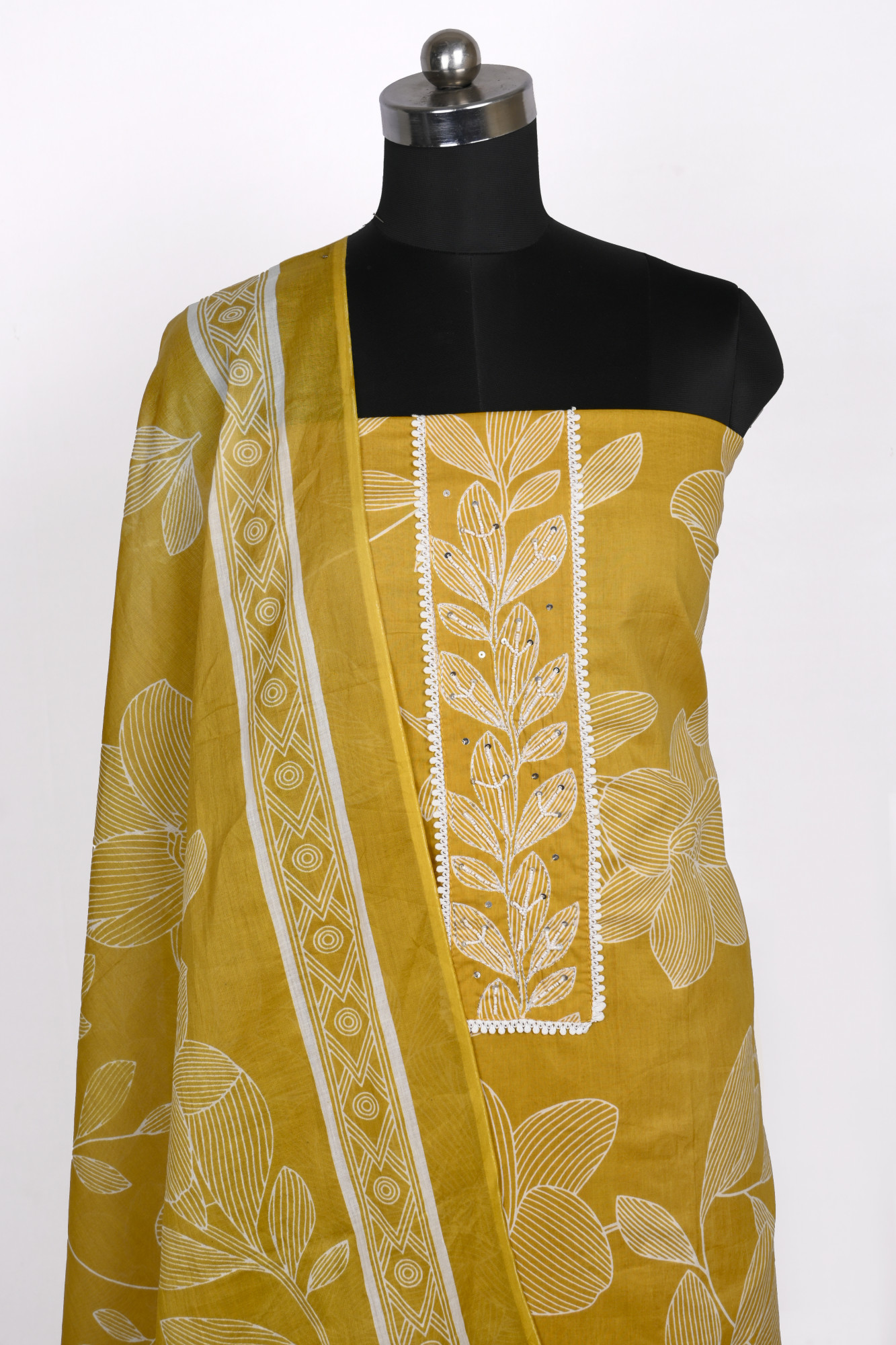 Mustard cotton Suit Set with Beautiful Dupatta - 983-4850-14C