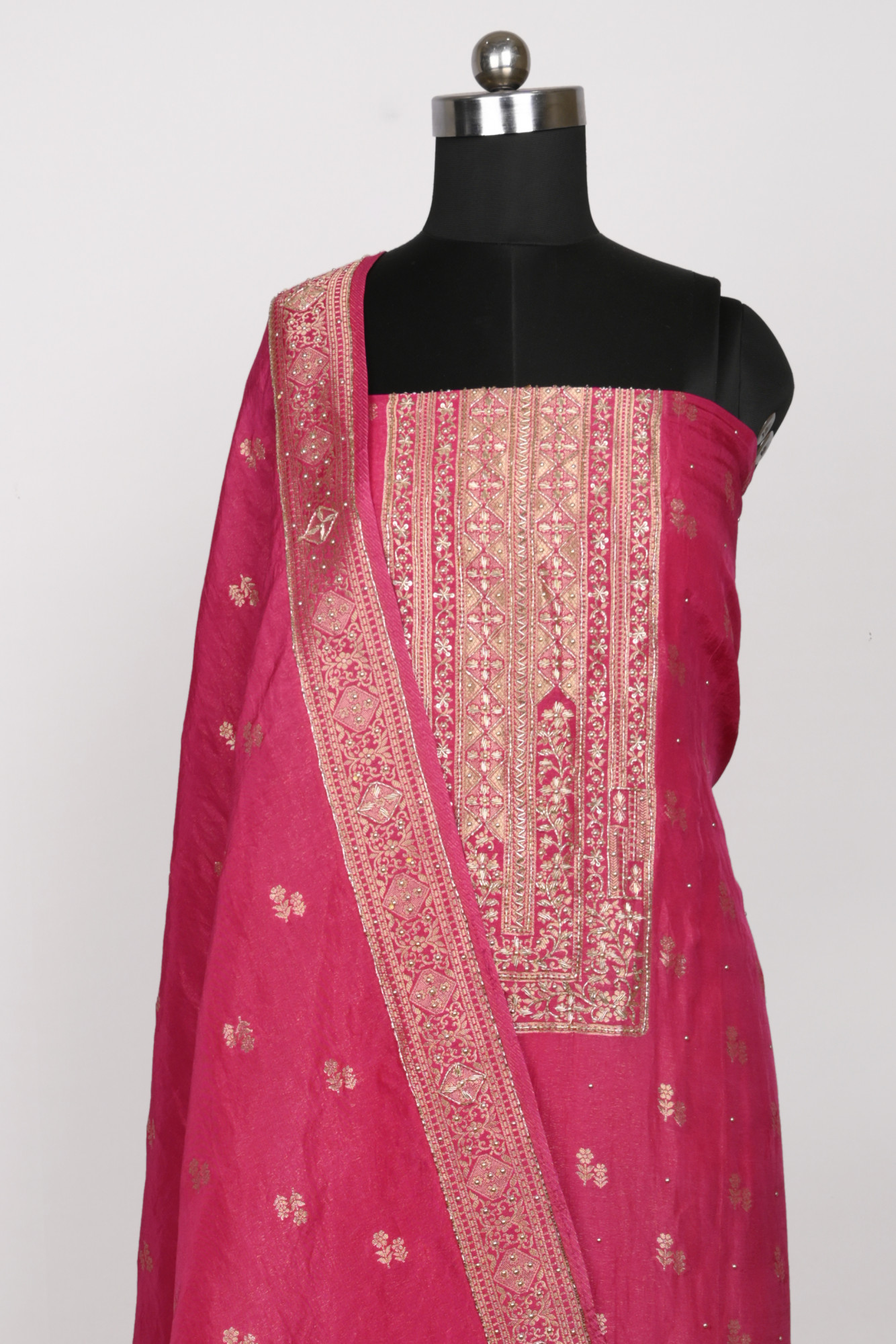 Rani Shimmer Unstitched Suit Set with Silk Dupatta - 131-SN9084B
