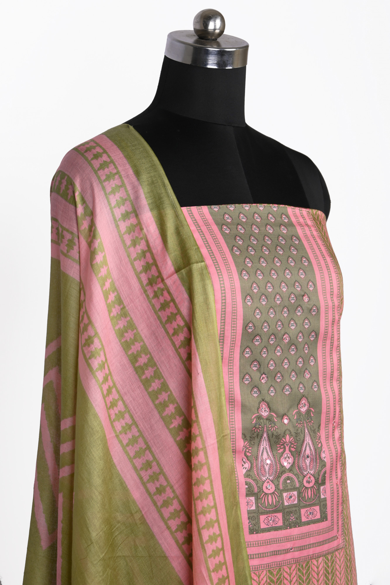Pink Muslin Suit Set with Beautiful Dupatta - 983-6007