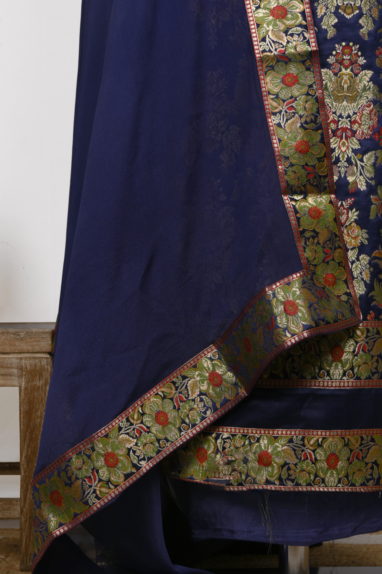 Blue Banarsi Brocade Unstitch suit set with Dupatta - 1021-KIMKHAB-2E