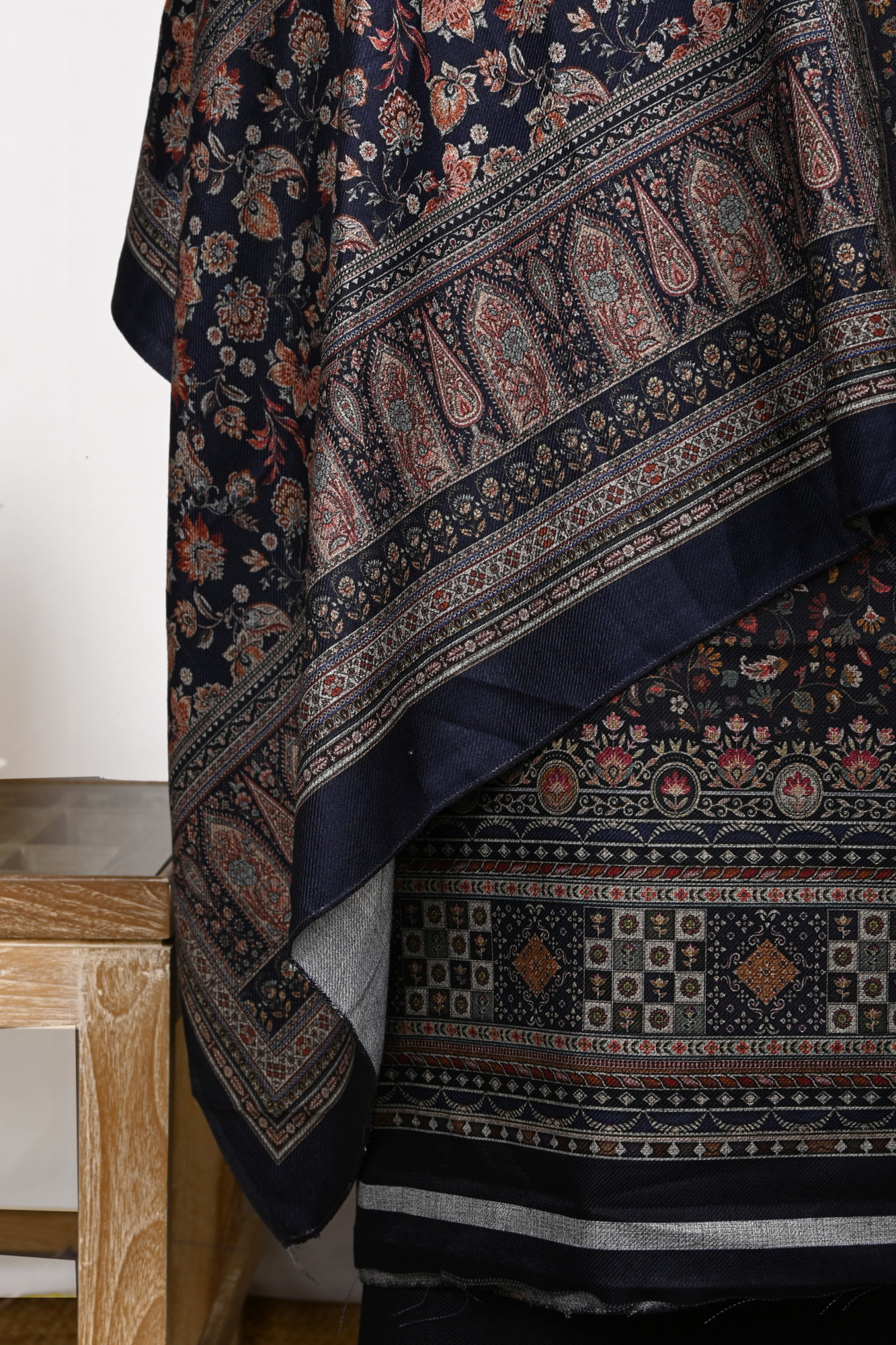 Blue Spun Printed Suit Set with Spun Dupatta - 1000-70372