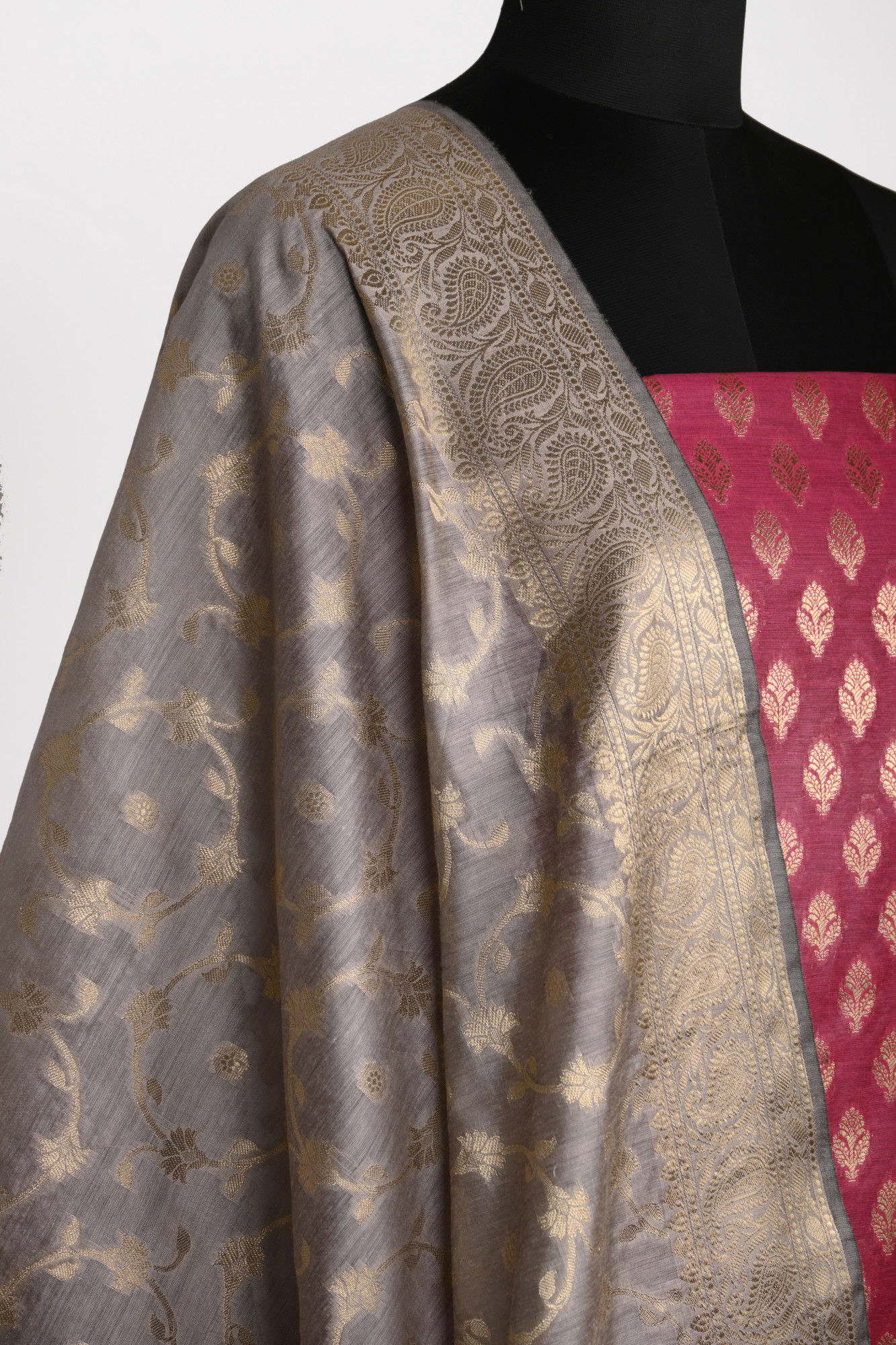 Rani Banarasi Suit Set with Dupatta - 1021-NMRC-2A