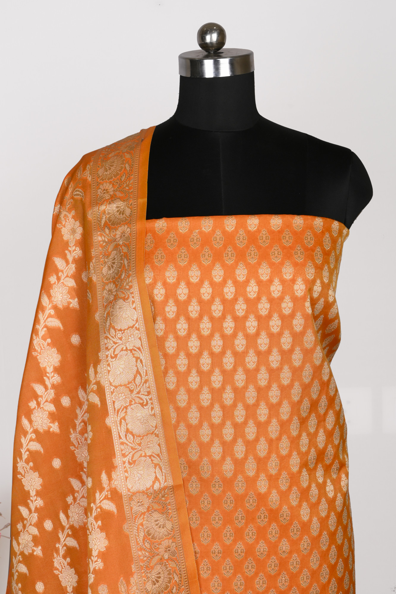 Orange Chanderi silk Suit Set with Chanderi silk Dupatta - 1021-CHDERI-1B