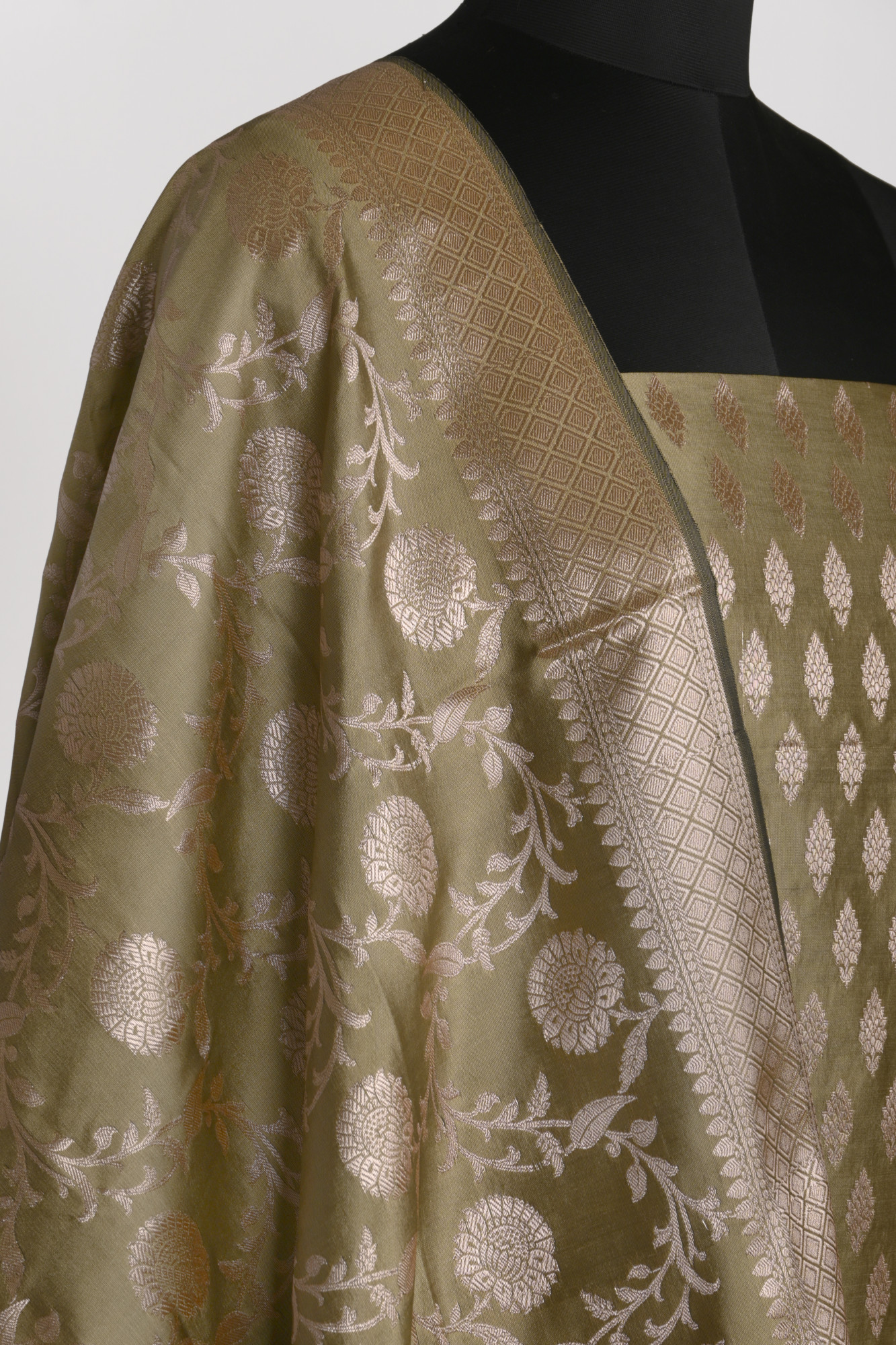 Mehndi Chanderi silk Suit Set with Chanderi silk Dupatta - 1021-JNF-6G