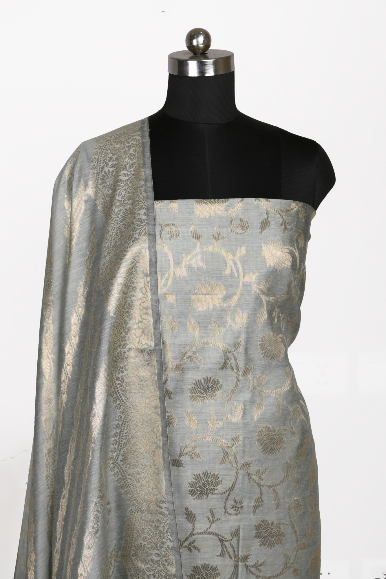 Sea Green Chanderi Silk Unstitch Suit Set with Dupatta - 1021-NMR2-7E