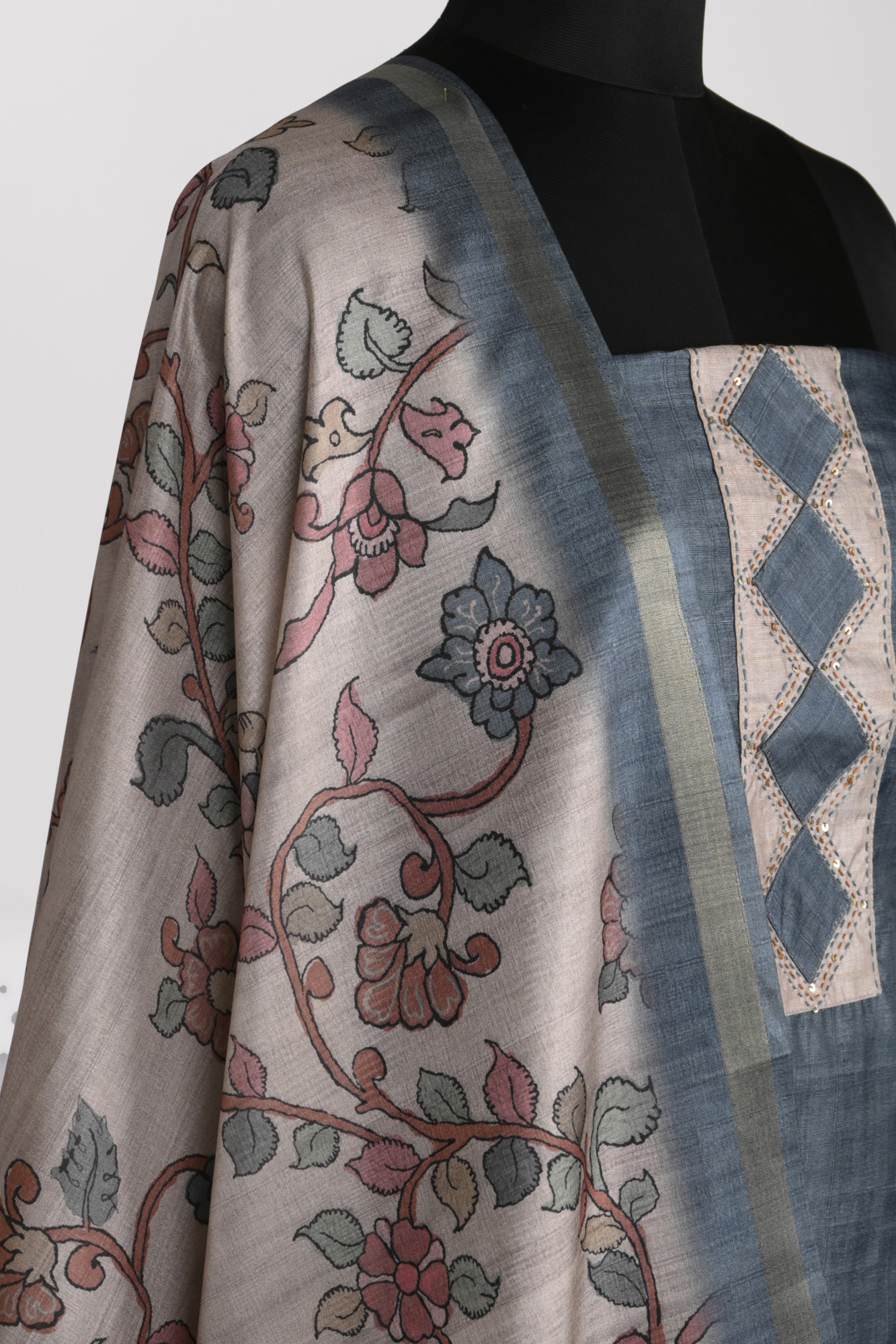 Firoze Tussar silk Suit with Tussar silk Dupatta - 1019-410C