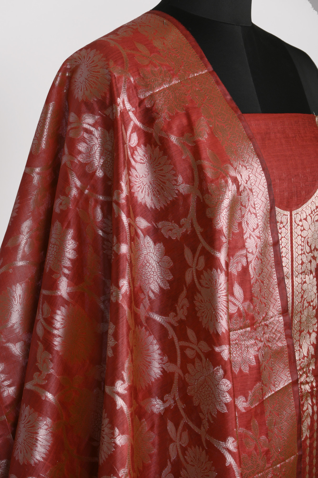 Maroon Chanderi silk Suit Set with Chanderi silk Dupatta - 1021-NMRNCK-1D