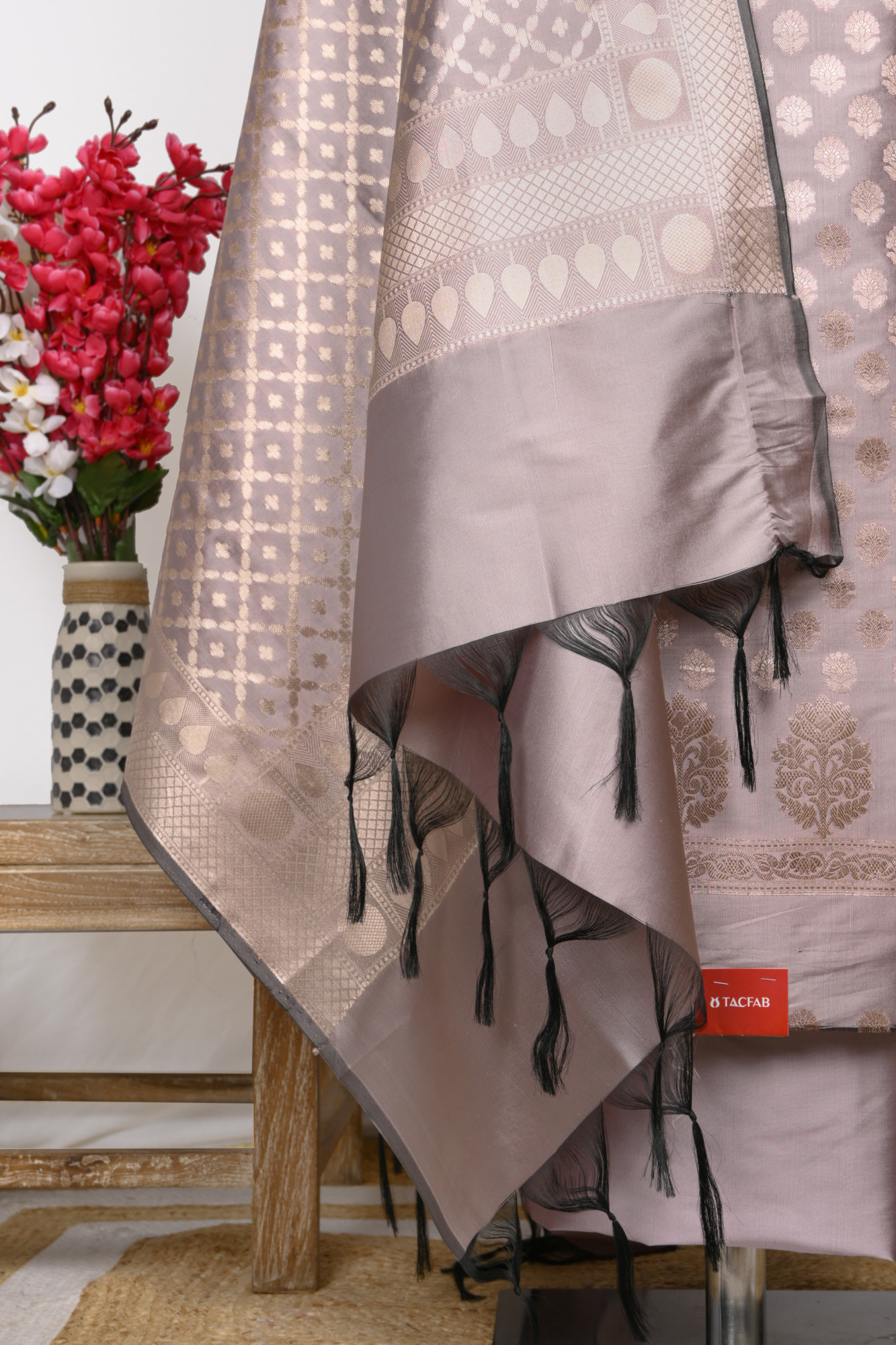 Mauve Chanderi Suit Set with Beautiful Dupatta - 1021-JNF-54