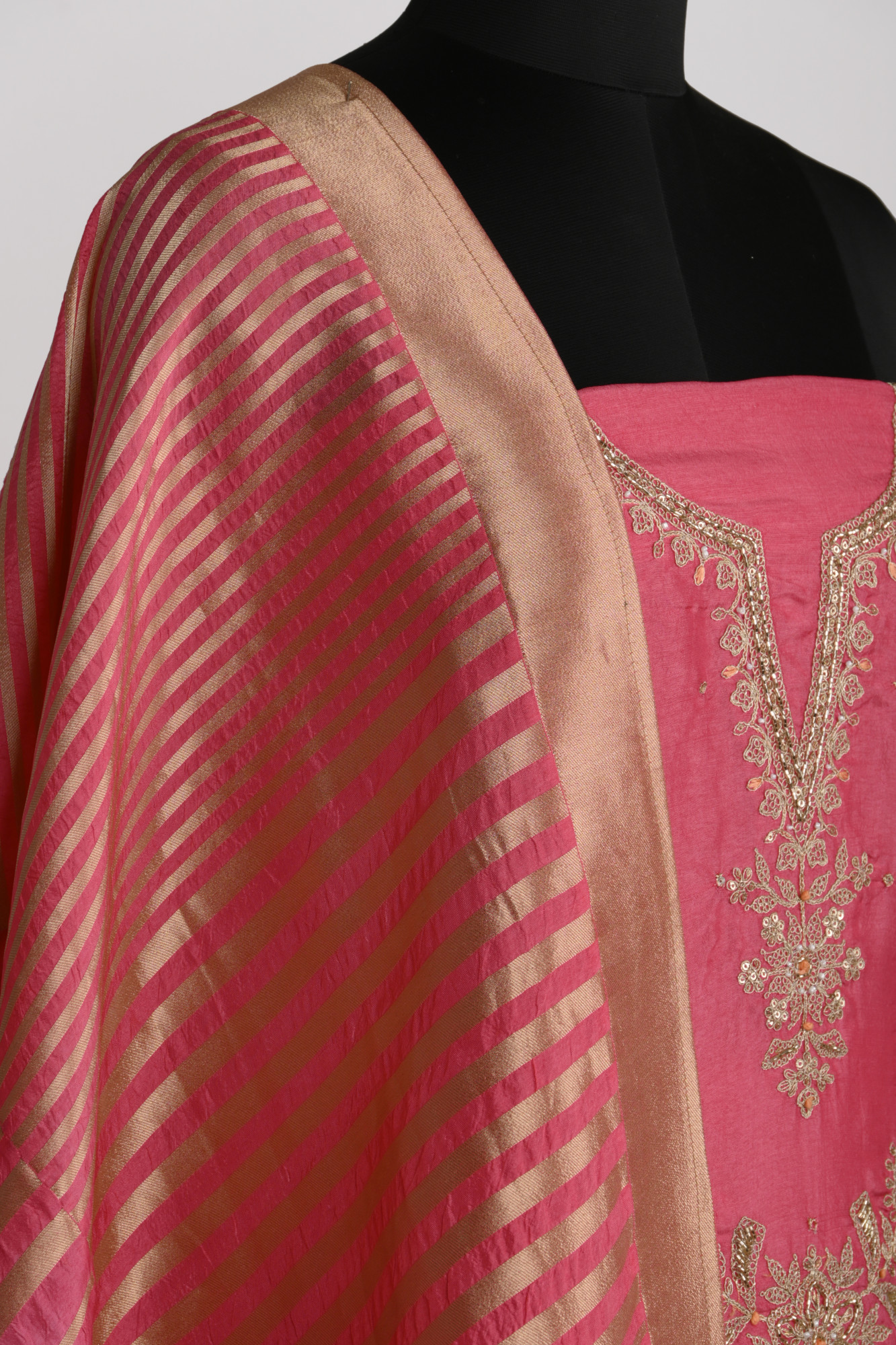 Pink Silk Suit Set with Silk Dupatta - 131-DLS7356