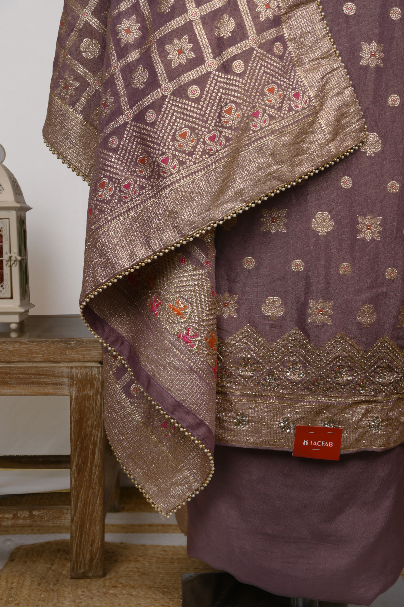 Mauve Shimmer Suit Set with Shimmer Dupatta - 639-JFJ1030