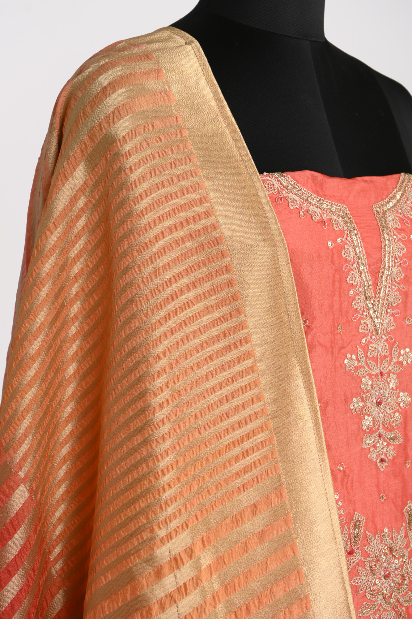 Orange Silk Suit Set with Silk Dupatta - 131-DLS7356A