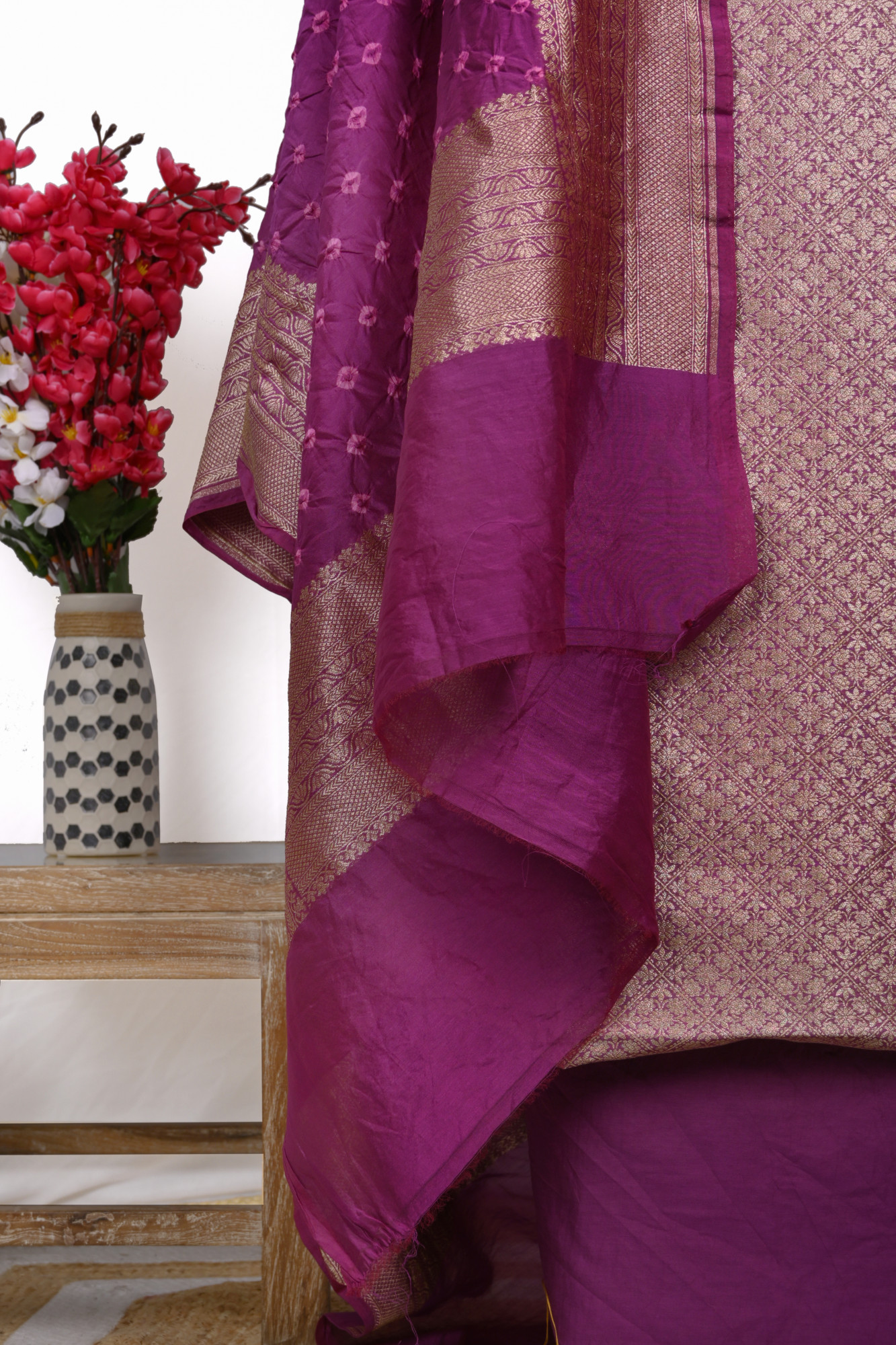 Purple Brocade Suit Set with Chanderi brocade Dupatta - 933-13706-C