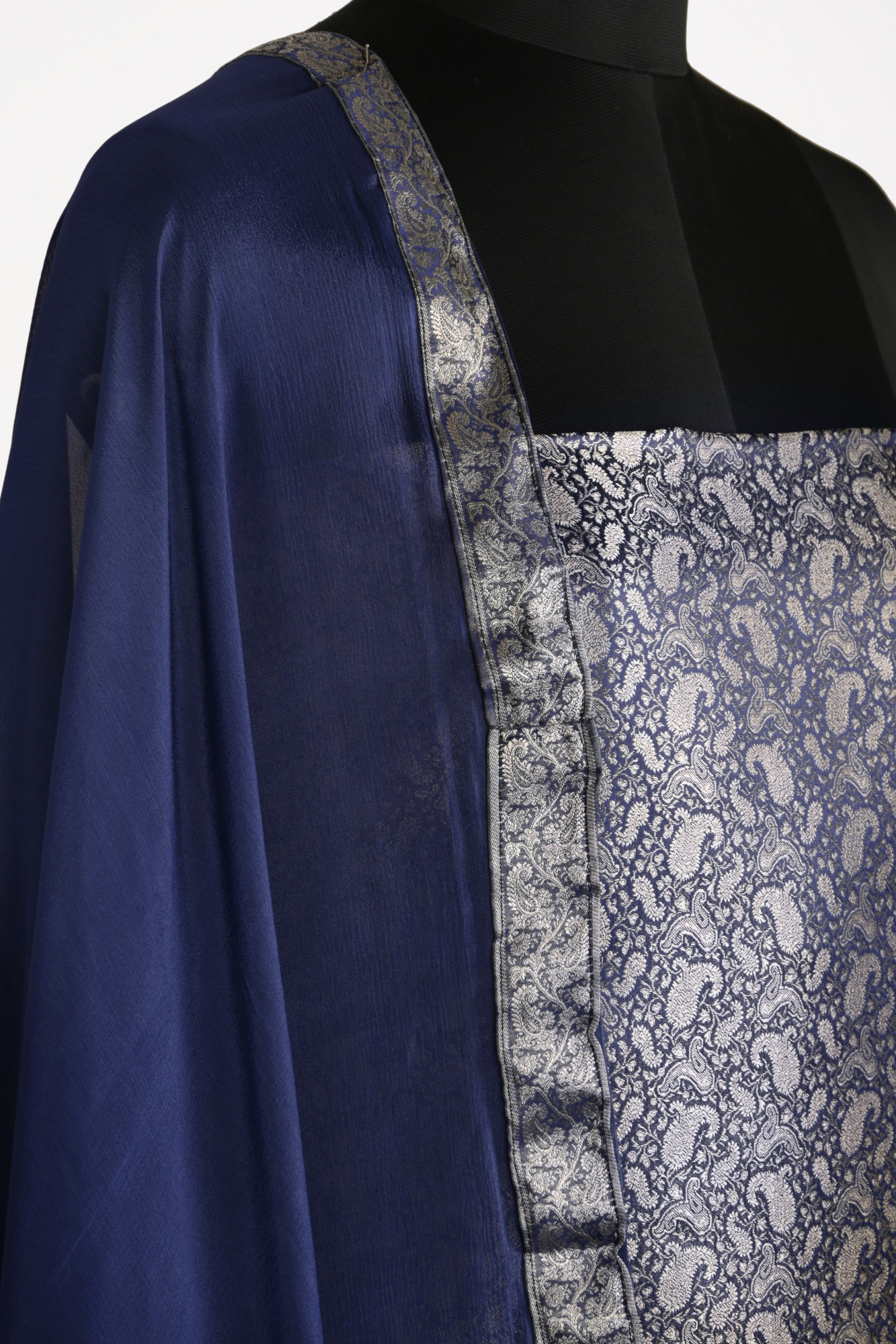 Blue Brocade Suit Set with Dupatta - 1021-BCD-1