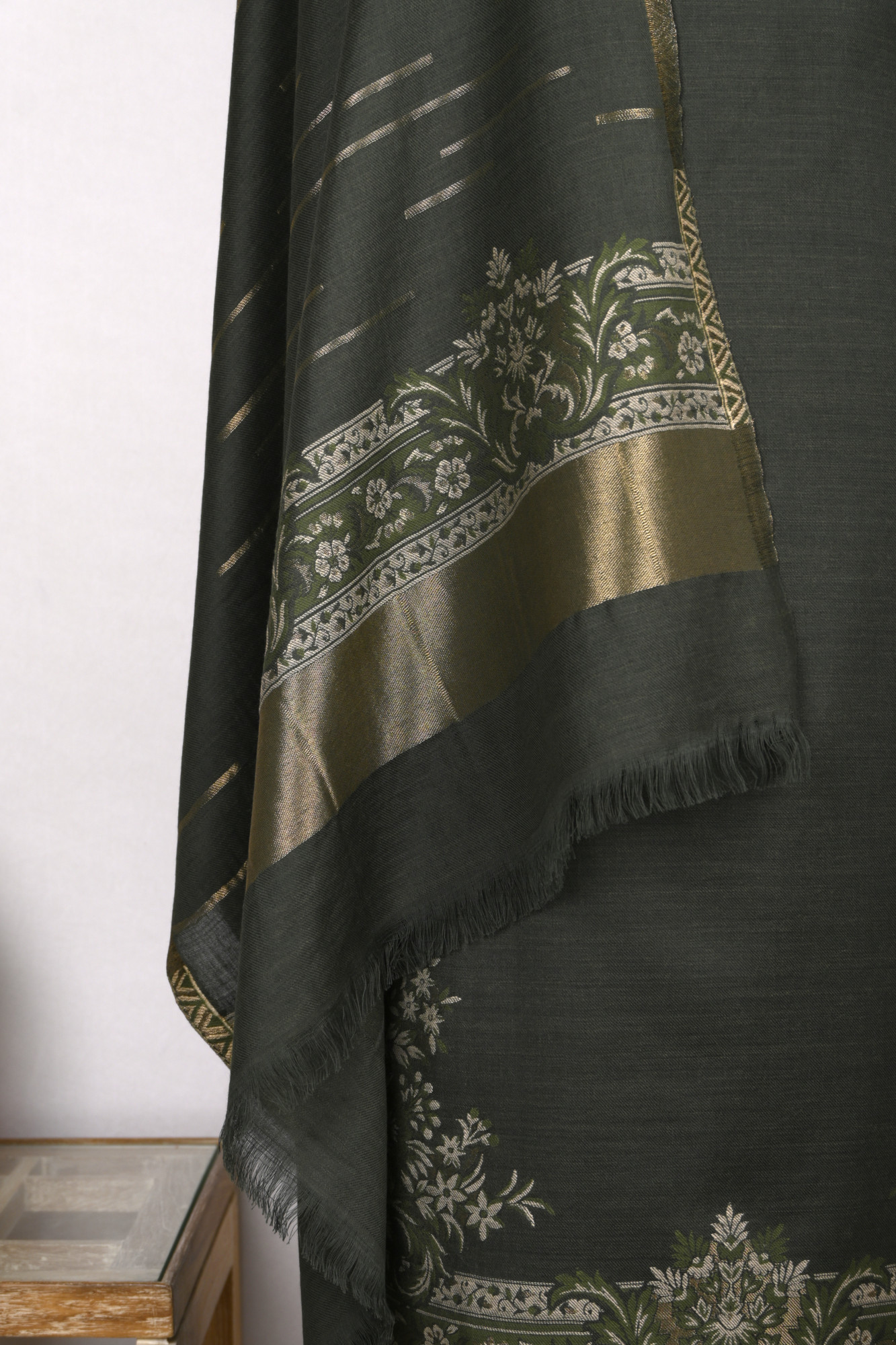 Green Pashmina Suit with Pashmina Dupatta - PASH1413B