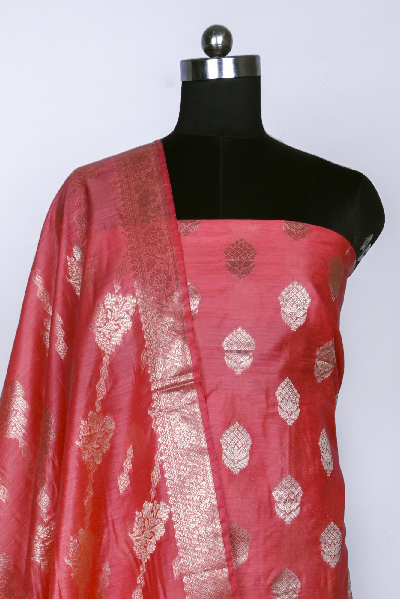 Pink Chanderi Suit Set with Beautiful Dupatta - 1021-RGN-3C