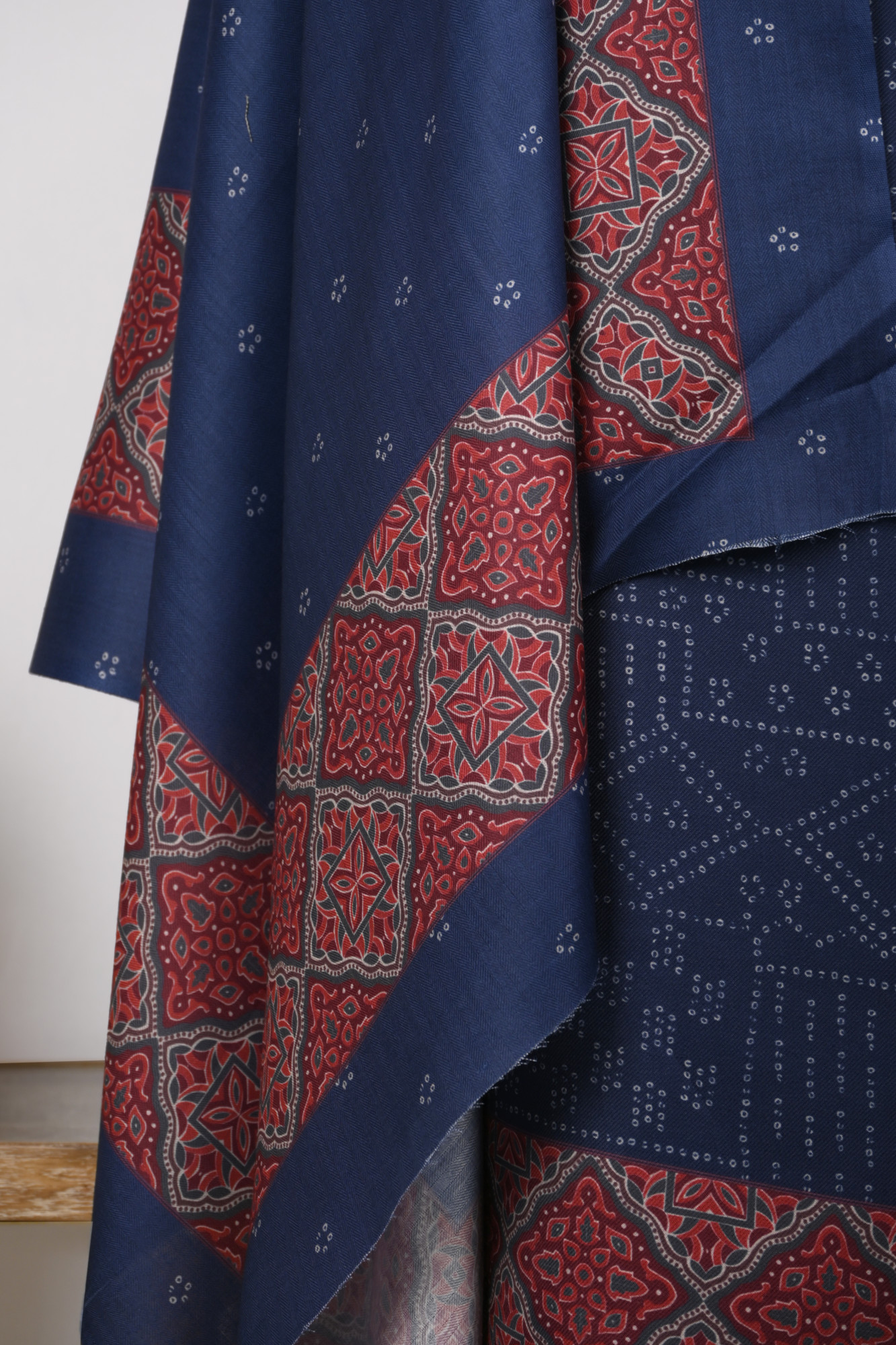 Blue Printed Spun Suit Set With Spun Dupatta - 131-1846A