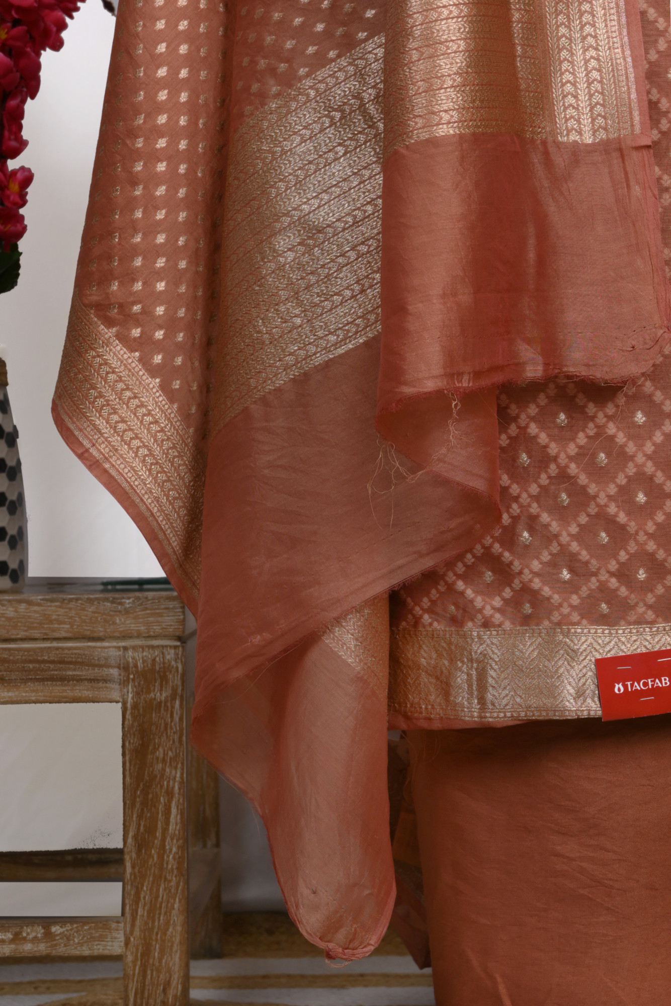 Brown Chanderi silk Suit set with Chanderi silk Dupatta - 1021-PAURI-1A