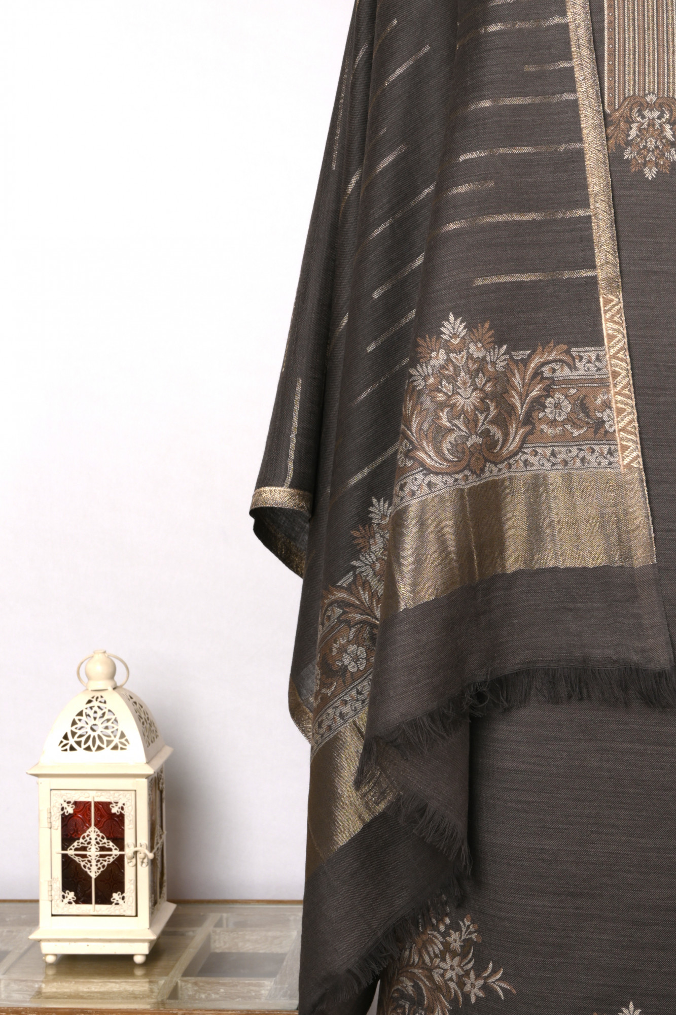 Brown Pashmina Suit with Pashmina Dupatta - PAS1413A