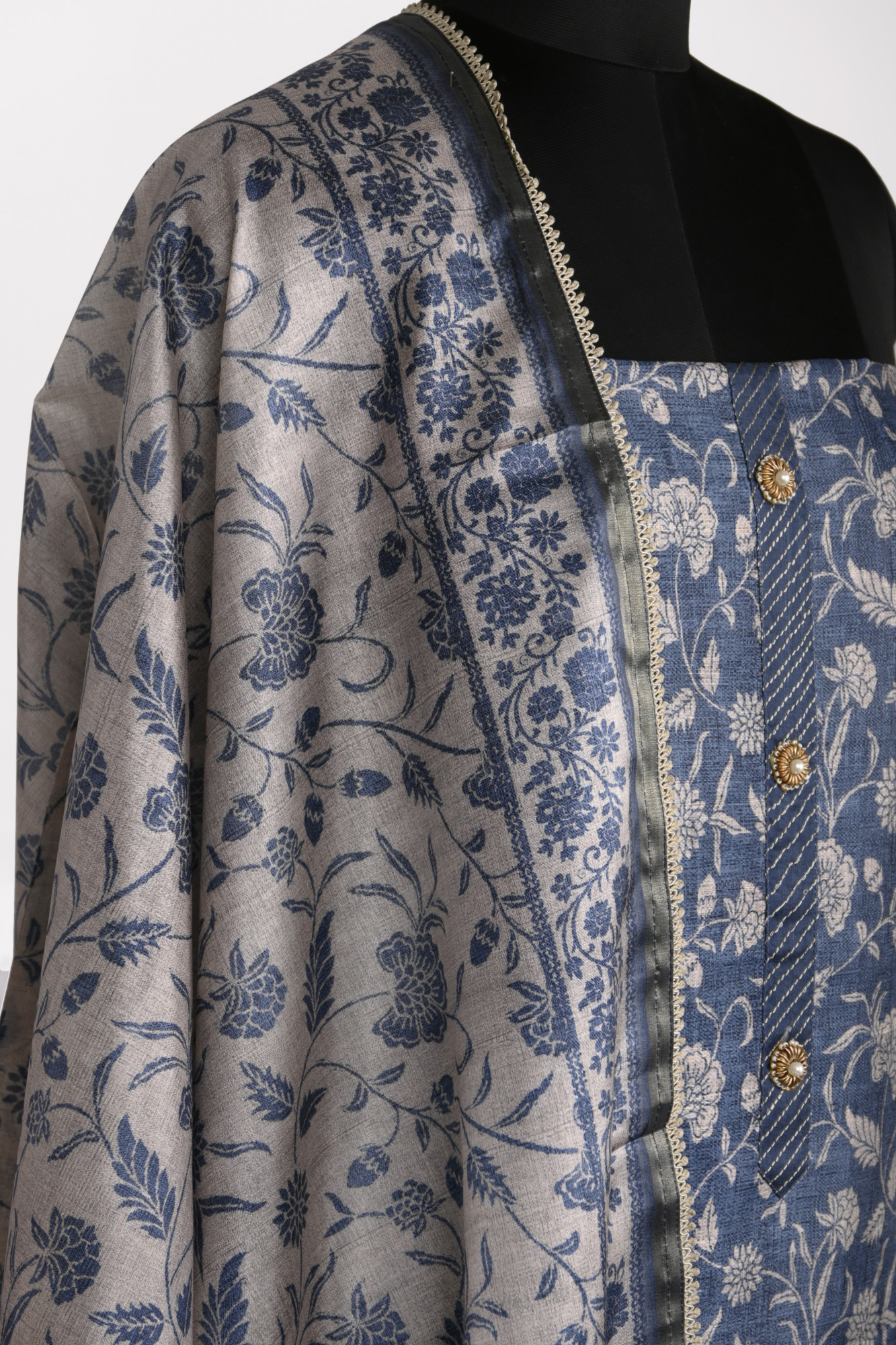 Blue Silk Suit Set with beautiful Silk Dupatta - S25VEMY5848A