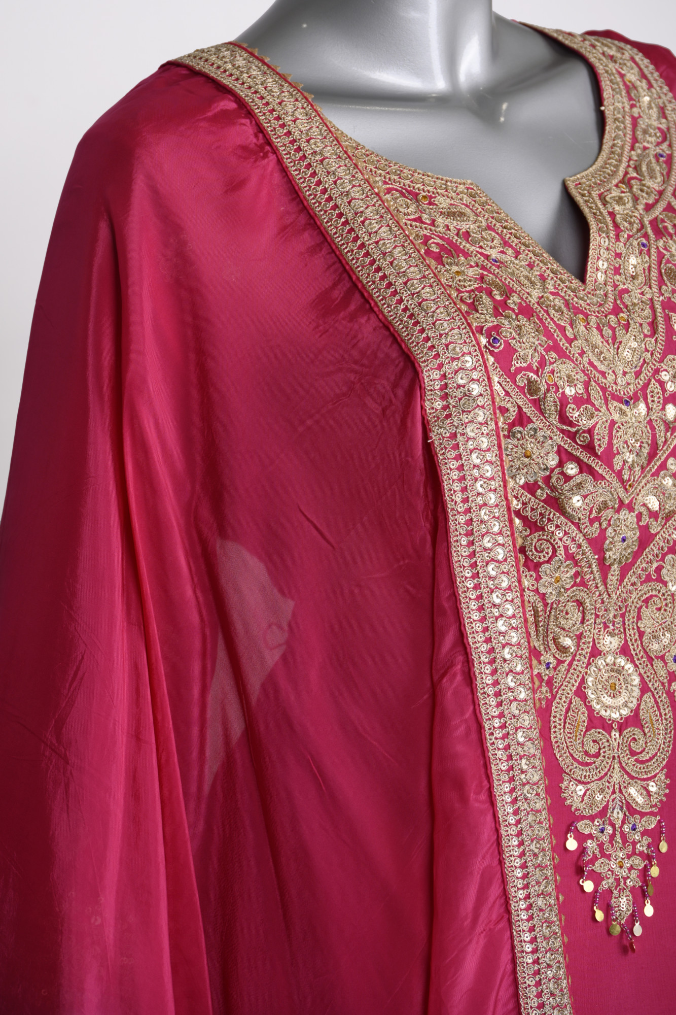 Magenta Satin Stitched Suit Set with Dupatta - 1023-1008