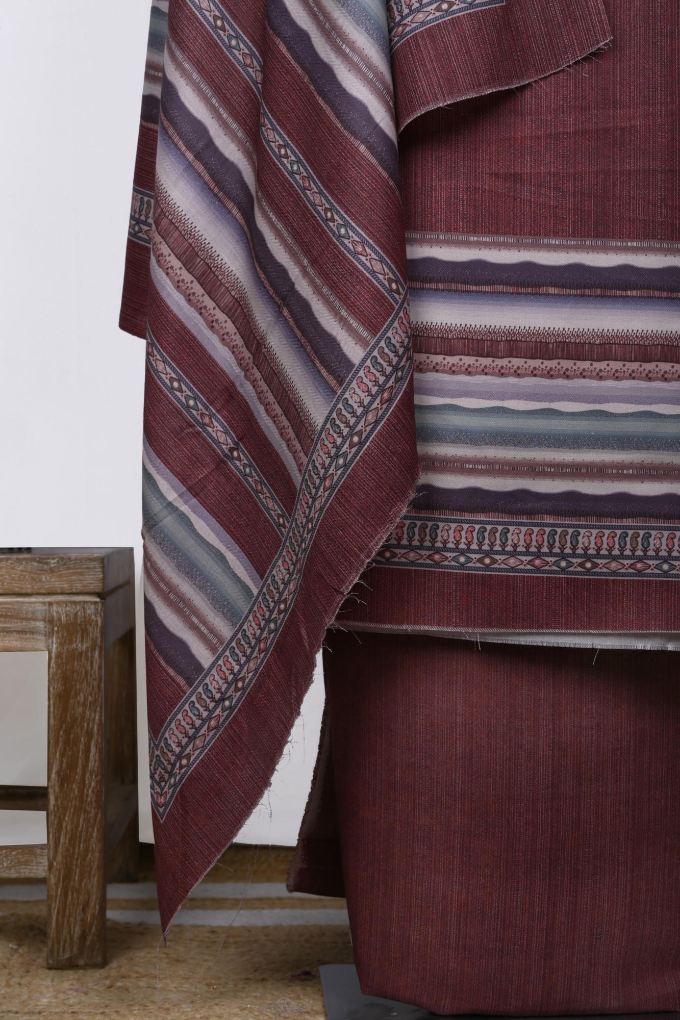 Maroon Spun Suit Set with Spun Dupatta - 131-1824C