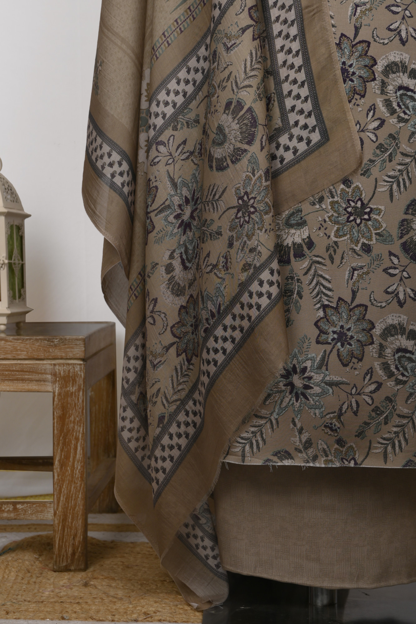 Beige Spun Suit Set with Beautiful Dupatta - 131-7851C