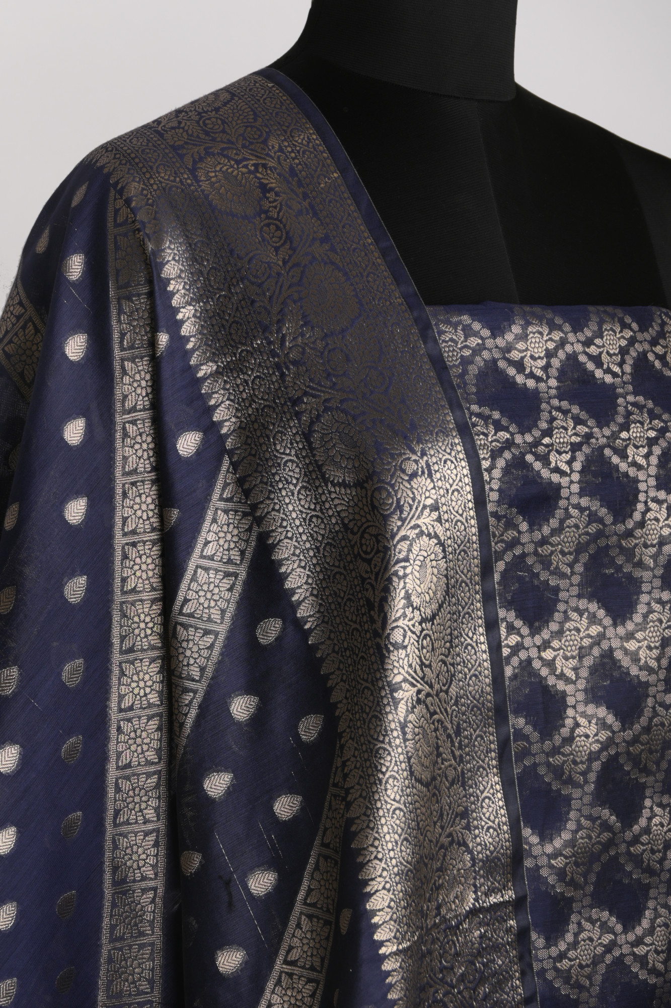 Blue Chanderi Unstitch suit set with Dupatta - 1021-NMR-4E