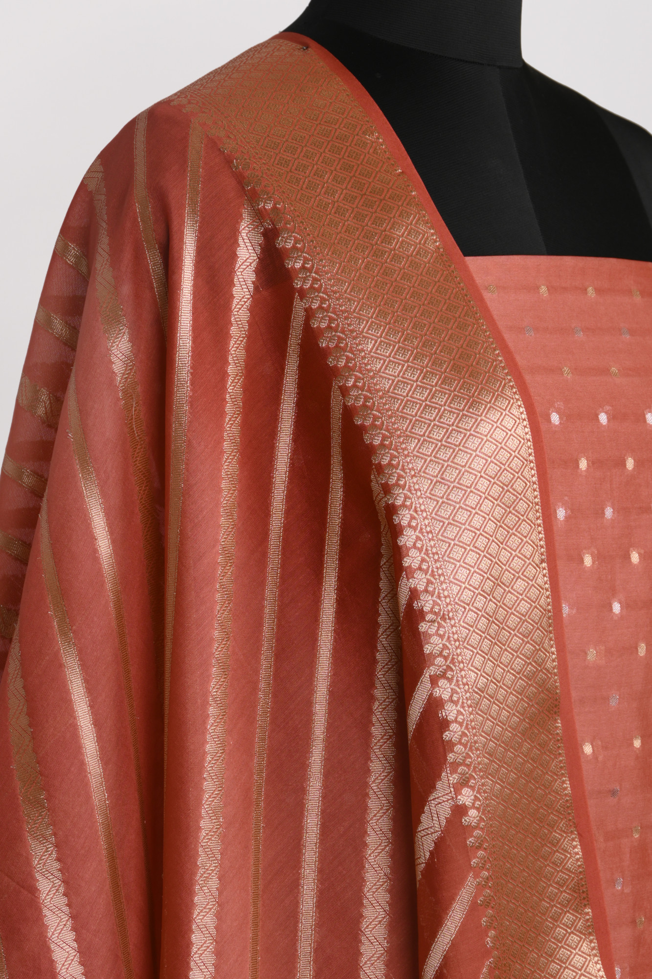 Pink Chanderi Silk Unstitch suit set with Chanderi silk Dupatta - 1021-ANARKALI-3B