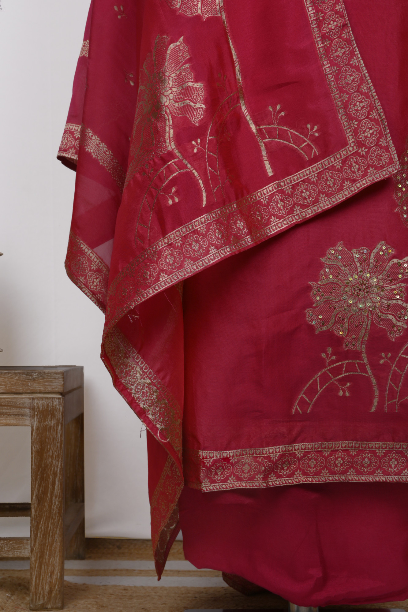 Rani Organza Unstitch suit set with silk Dupatta - 944-11062A