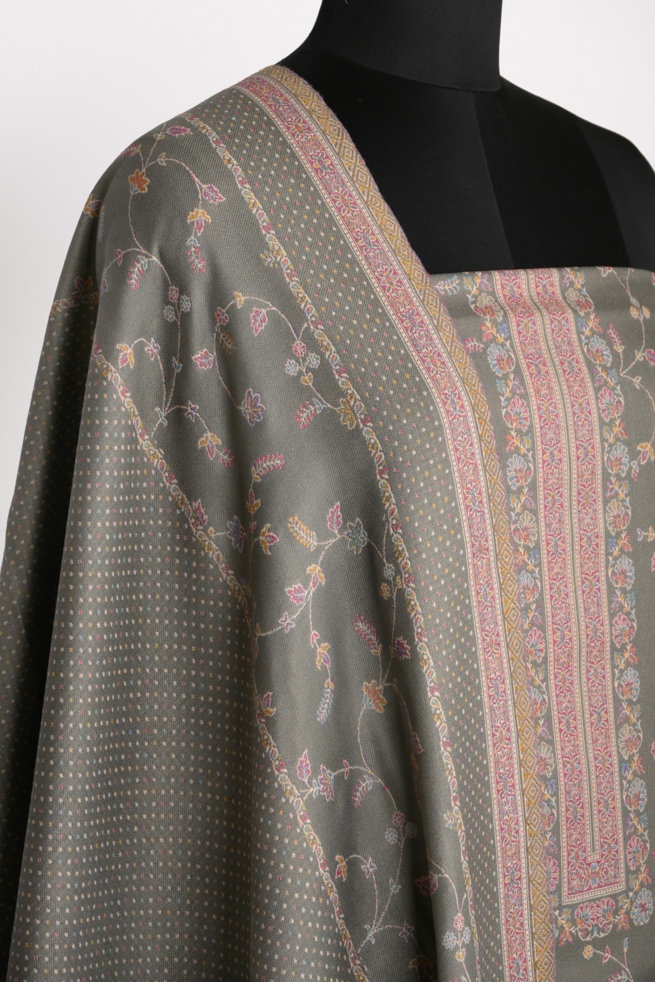 Grey Printed Pashmina Suit Set With Dupatta - 1000-0481A