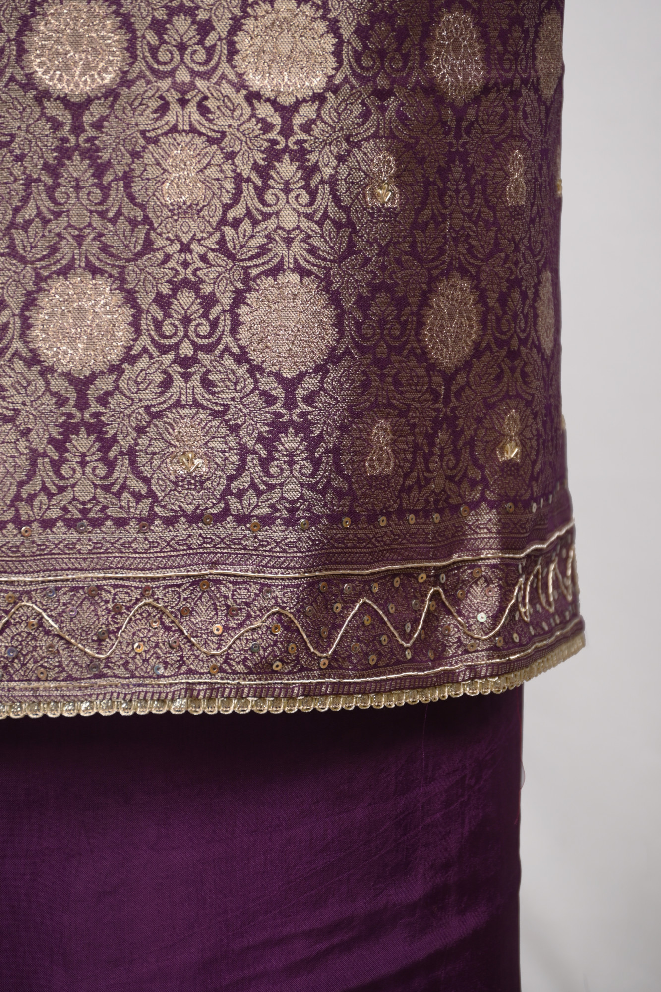 Purple Silk Suit Set with Beautiful Organza Dupatta - 131-GD470C