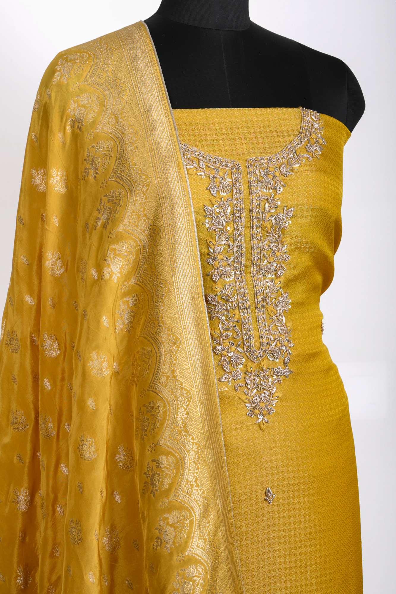 Mustard Shimmer Suit Set with Beautiful Dupatta - 912-AC19888