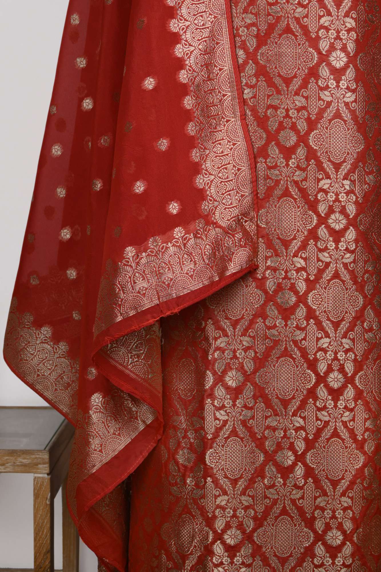 Red Organza Beautiful Suit Set with Dupatta - 131-KE11242